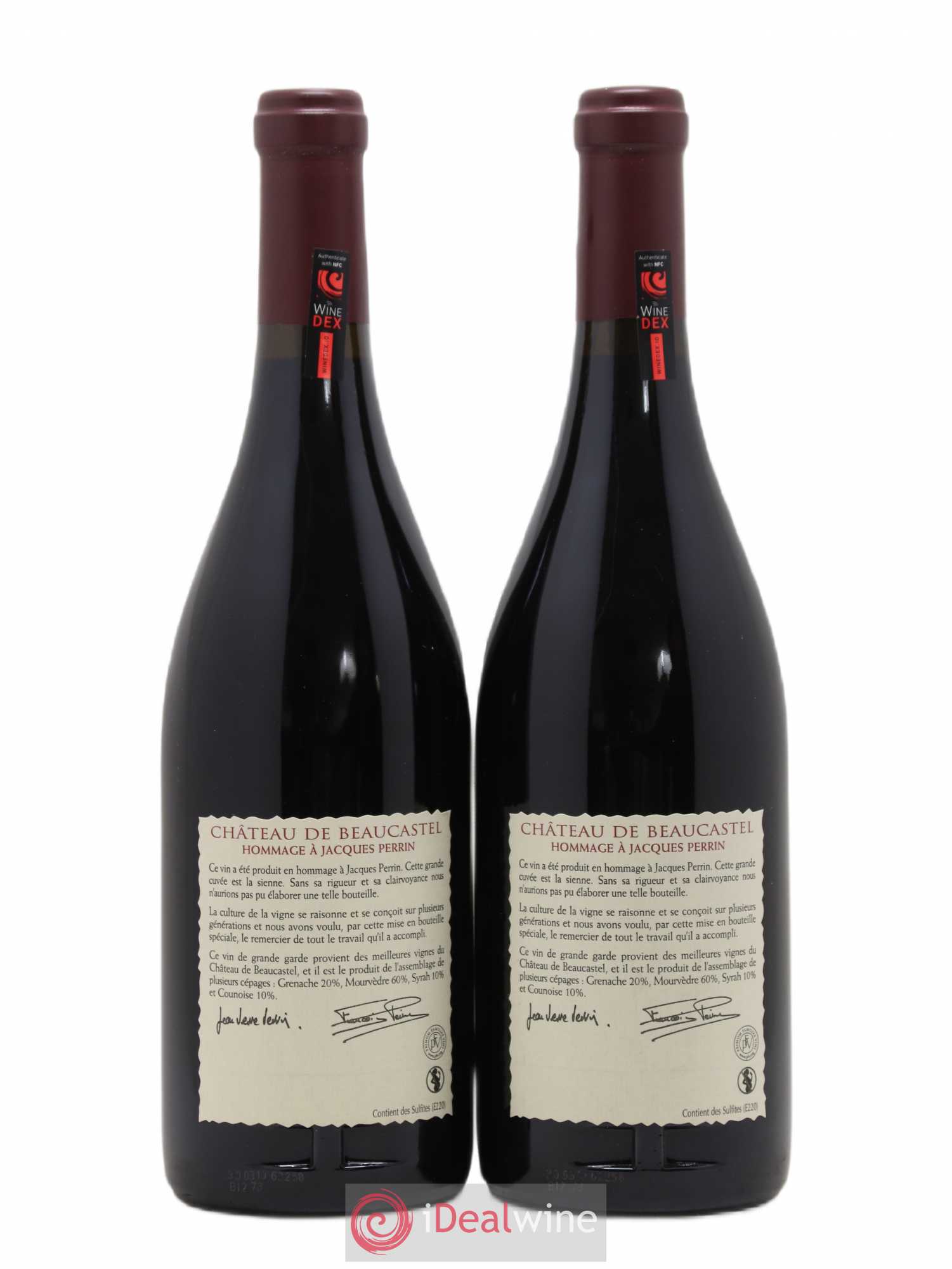 Châteauneuf-du-Pape Château de Beaucastel Hommage à Jacques Perrin Famille Perrin 2007 - Lot de 2 bouteilles - 1