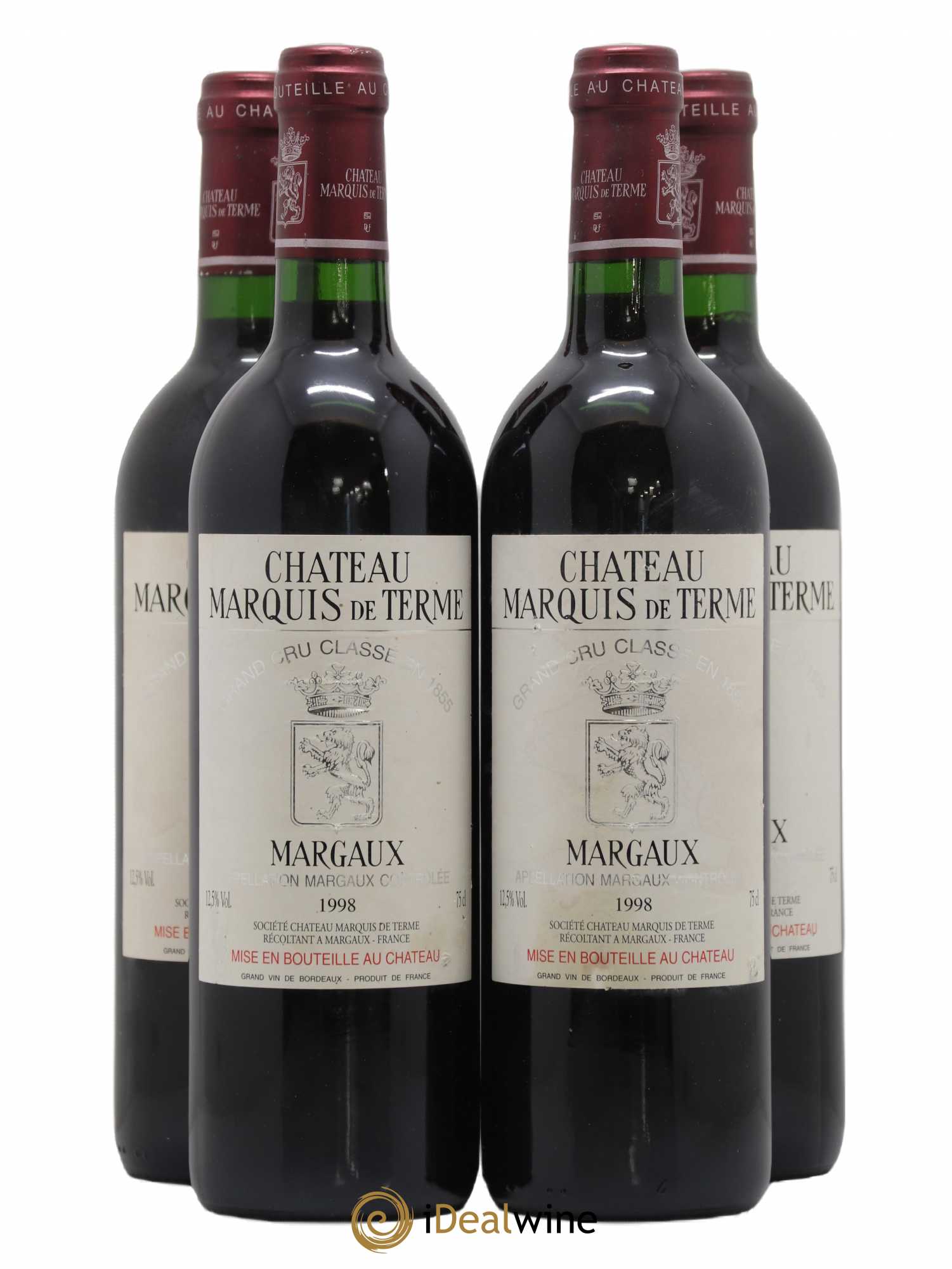 Château Marquis de Terme 4ème Grand Cru Classé 1998 - Lot de 4 bouteilles - 0