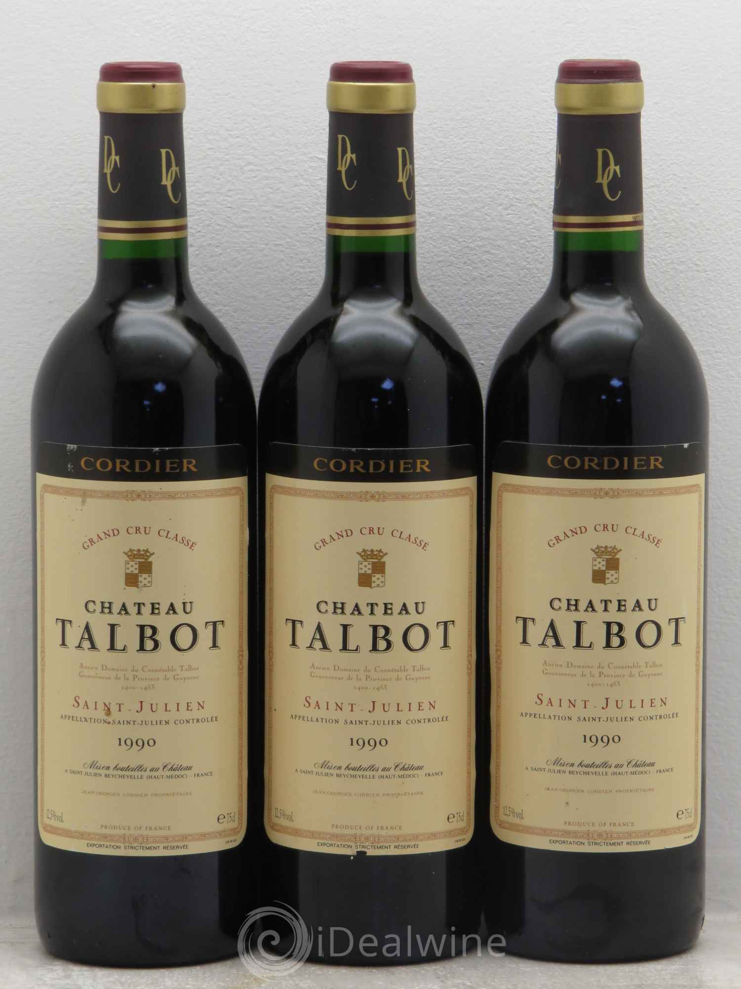 Château Talbot 4ème Grand Cru Classé 1990 - Lot de 3 bouteilles - 0