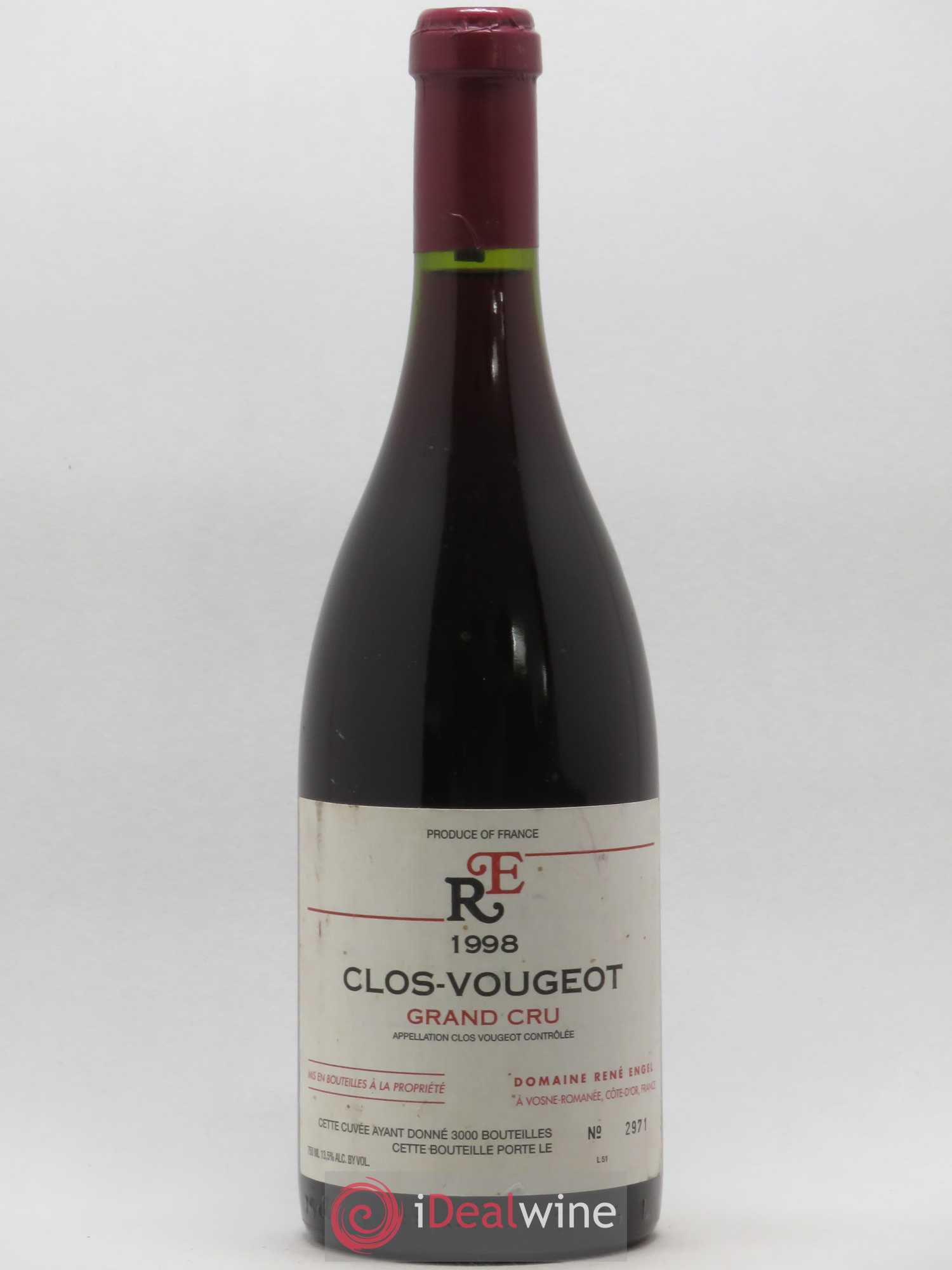 Clos de Vougeot Grand Cru Domaine René Engel - Domaine Eugénie 1998 - Lot de 1 bouteille - 0