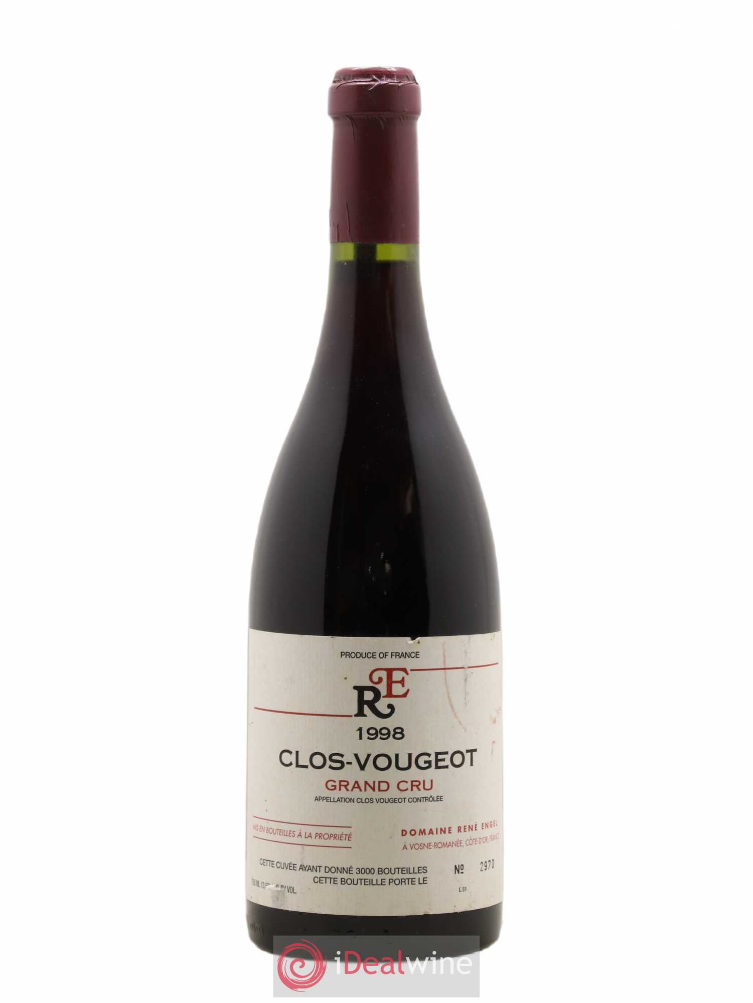Clos de Vougeot Grand Cru Domaine René Engel - Domaine Eugénie 1998 - Lot de 1 bouteille - 0