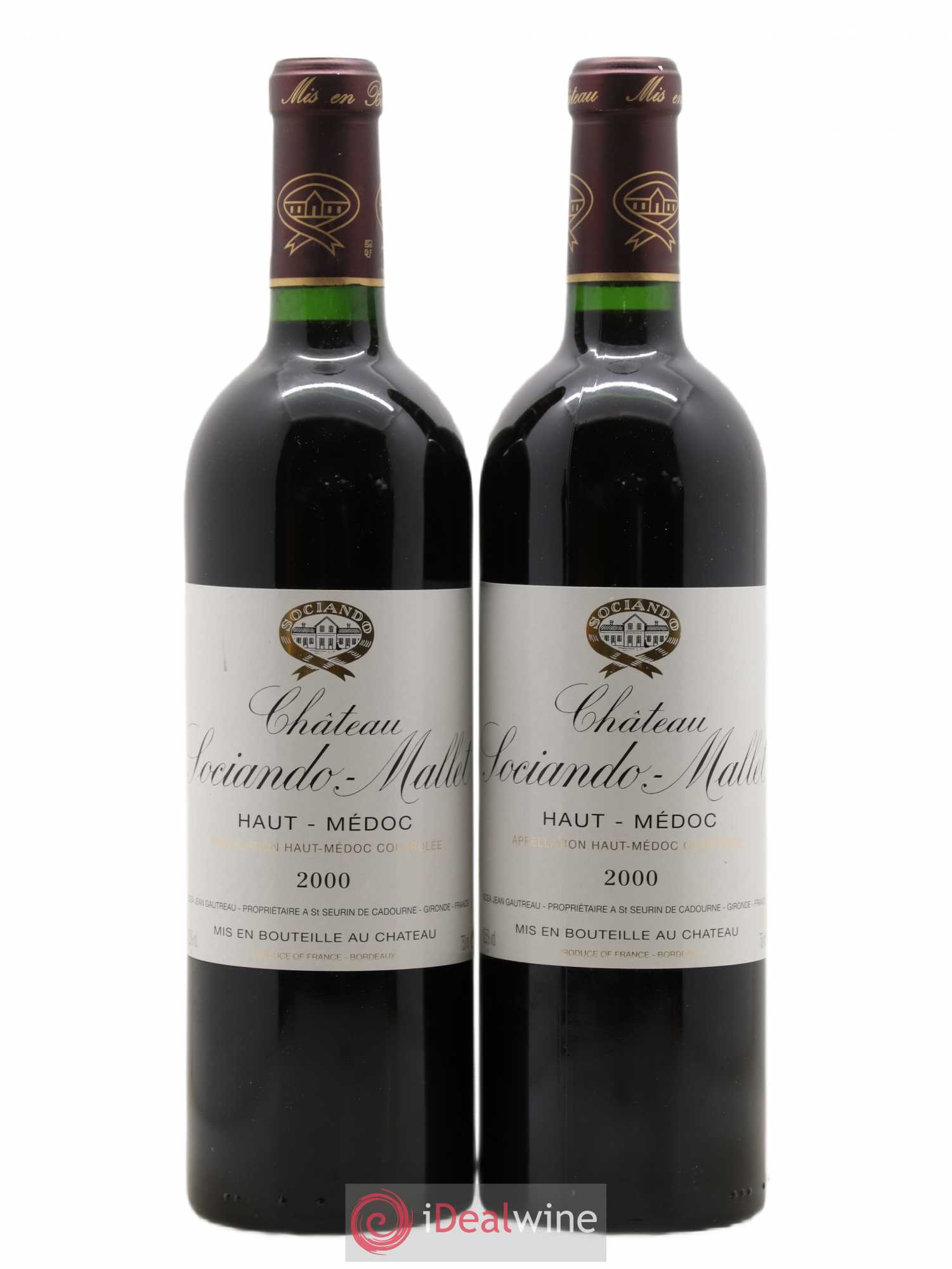 Château Sociando Mallet 2000 - Lot de 2 bouteilles - 0