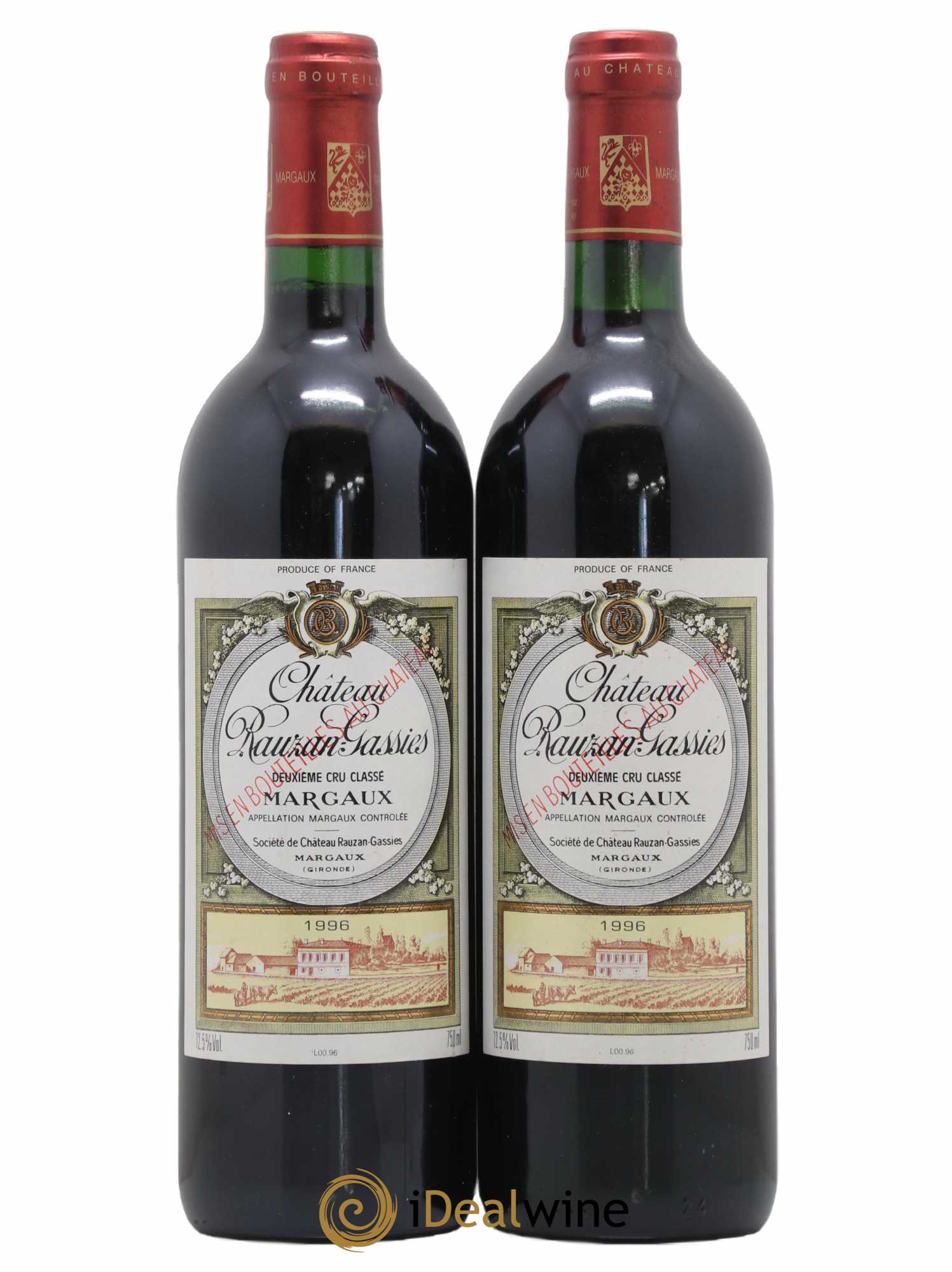 Château Rauzan-Gassies 2ème Grand Cru Classé 1996 - Lot de 2 bouteilles - 0