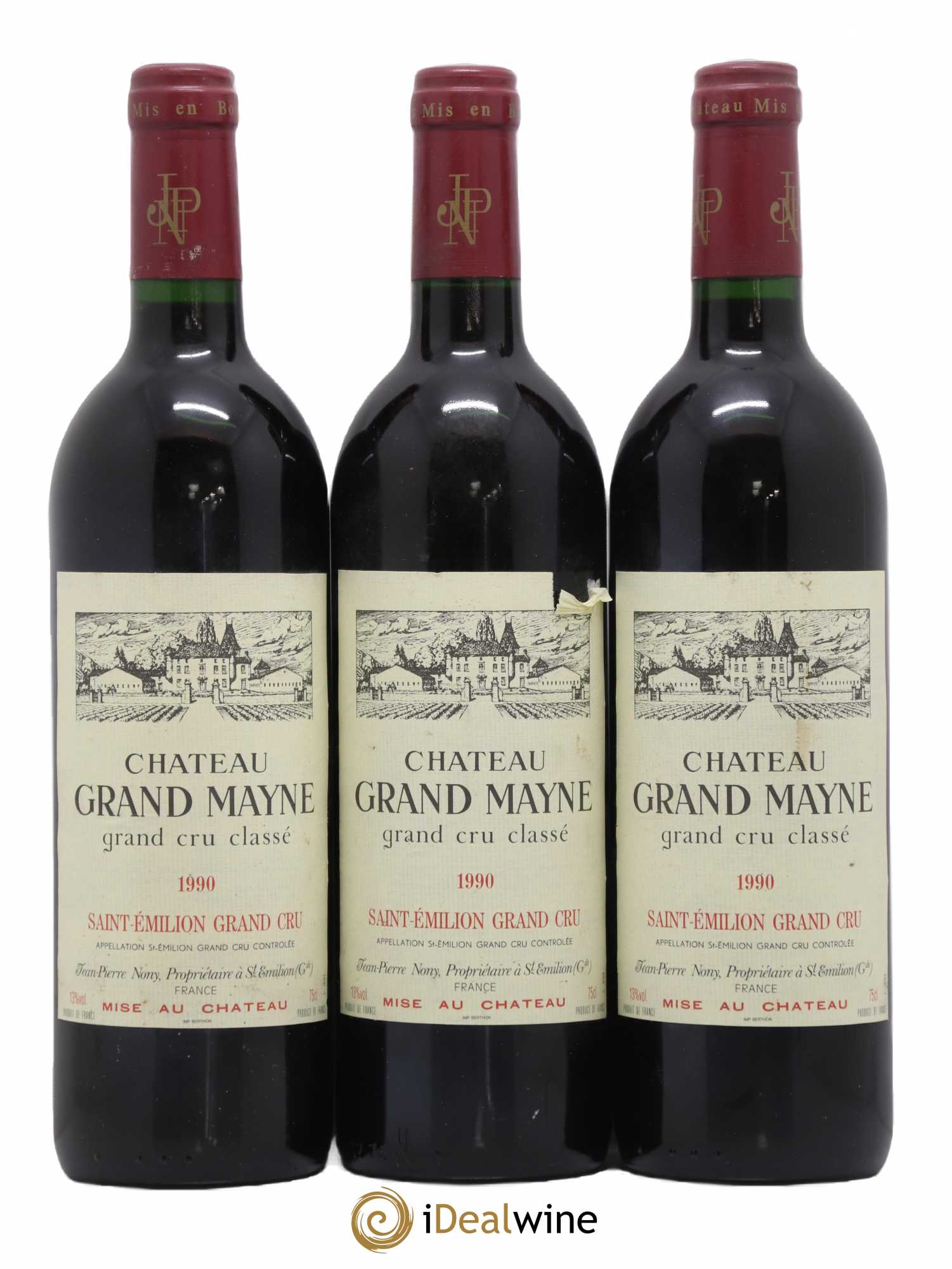Château Grand Mayne Grand Cru Classé 1990 - Lot de 3 bouteilles - 0