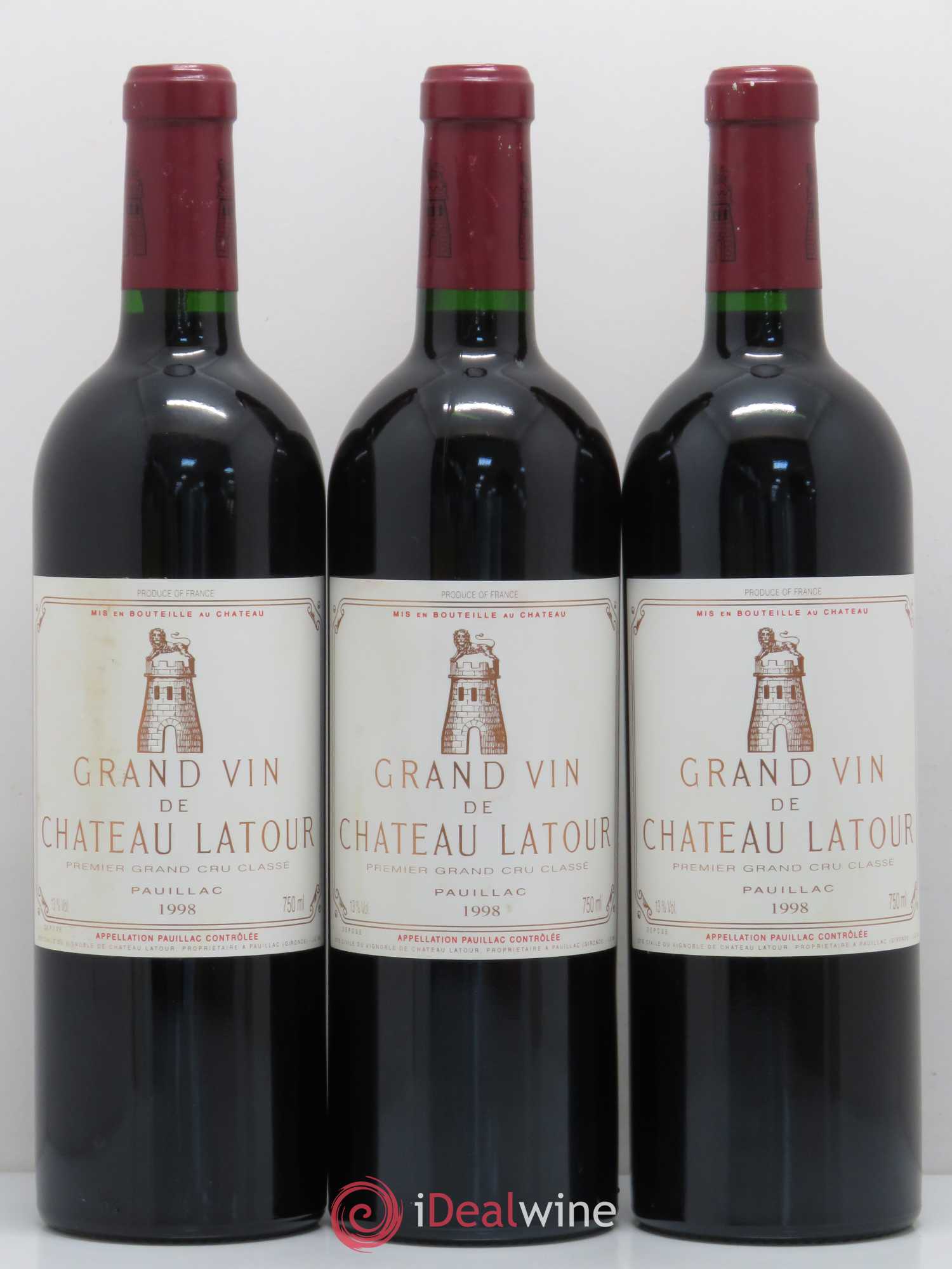 Château Latour 1er Grand Cru Classé 1998 - Lot de 3 bouteilles - 0