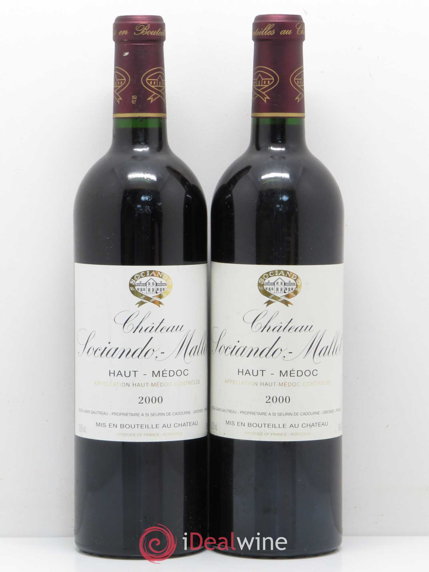 Château Sociando Mallet 2000 - Lot de 2 bouteilles - 0