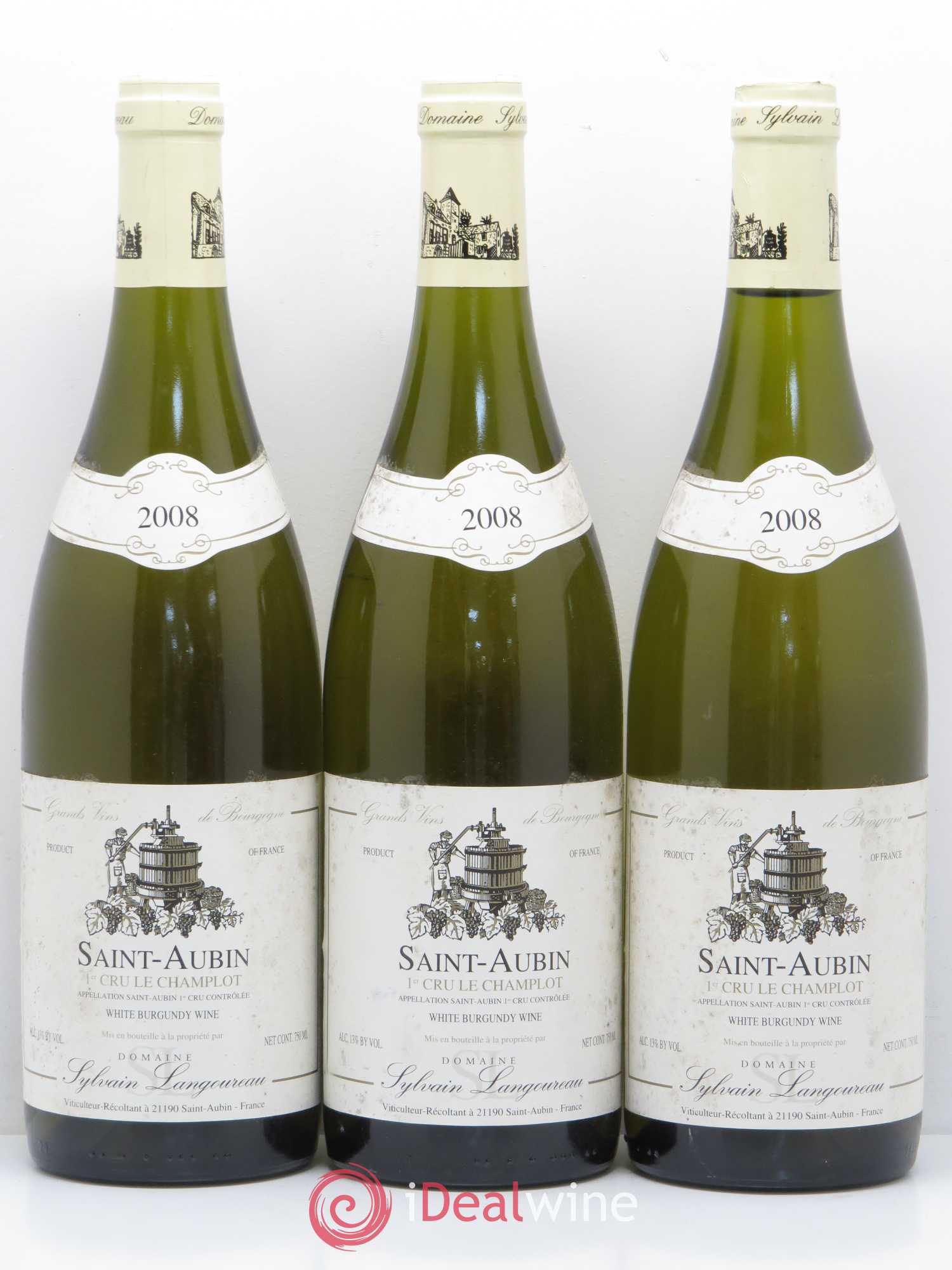Saint-Aubin 1er Cru Le Champlot Sylvian Langoureau 2008 - Posten von 6 Flaschen - 2