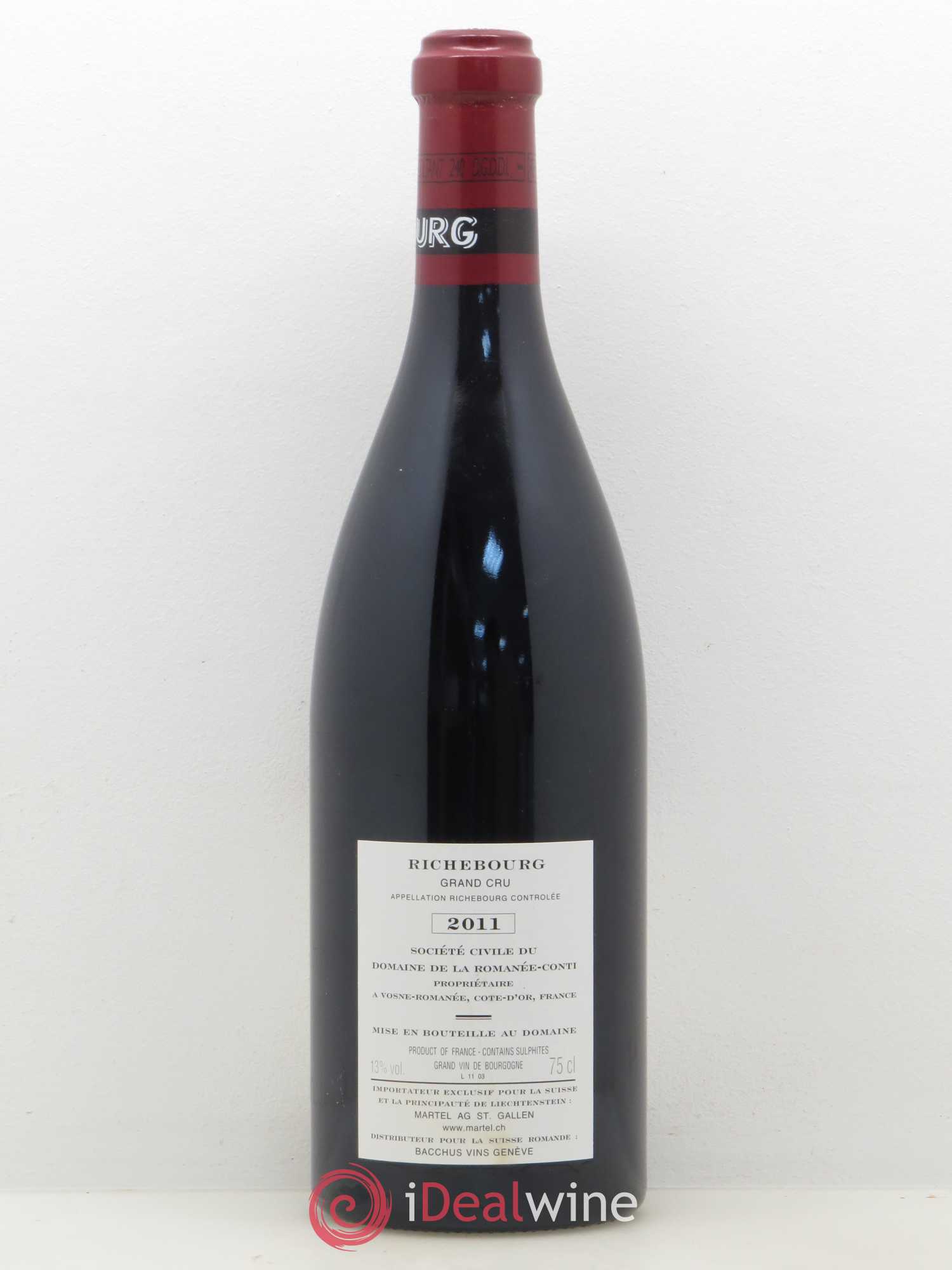 Richebourg Grand Cru Domaine de la Romanée-Conti 2011 - Lot de 1 bouteille - 1