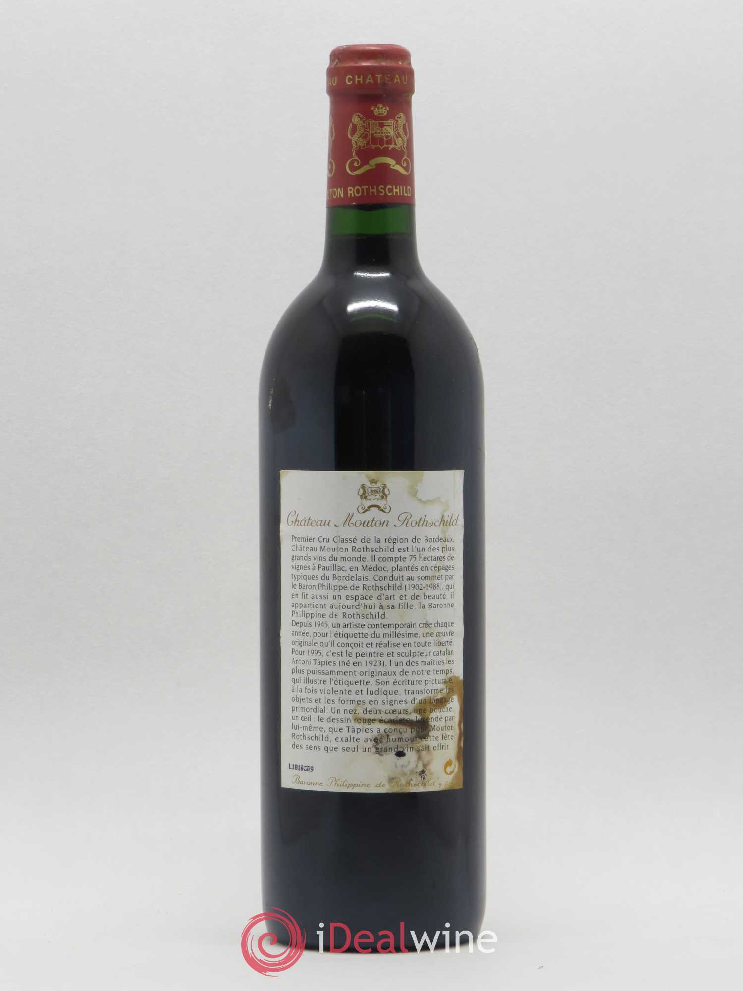 Château Mouton Rothschild 1er Grand Cru Classé 1995 - Lot de 1 bouteille - 1