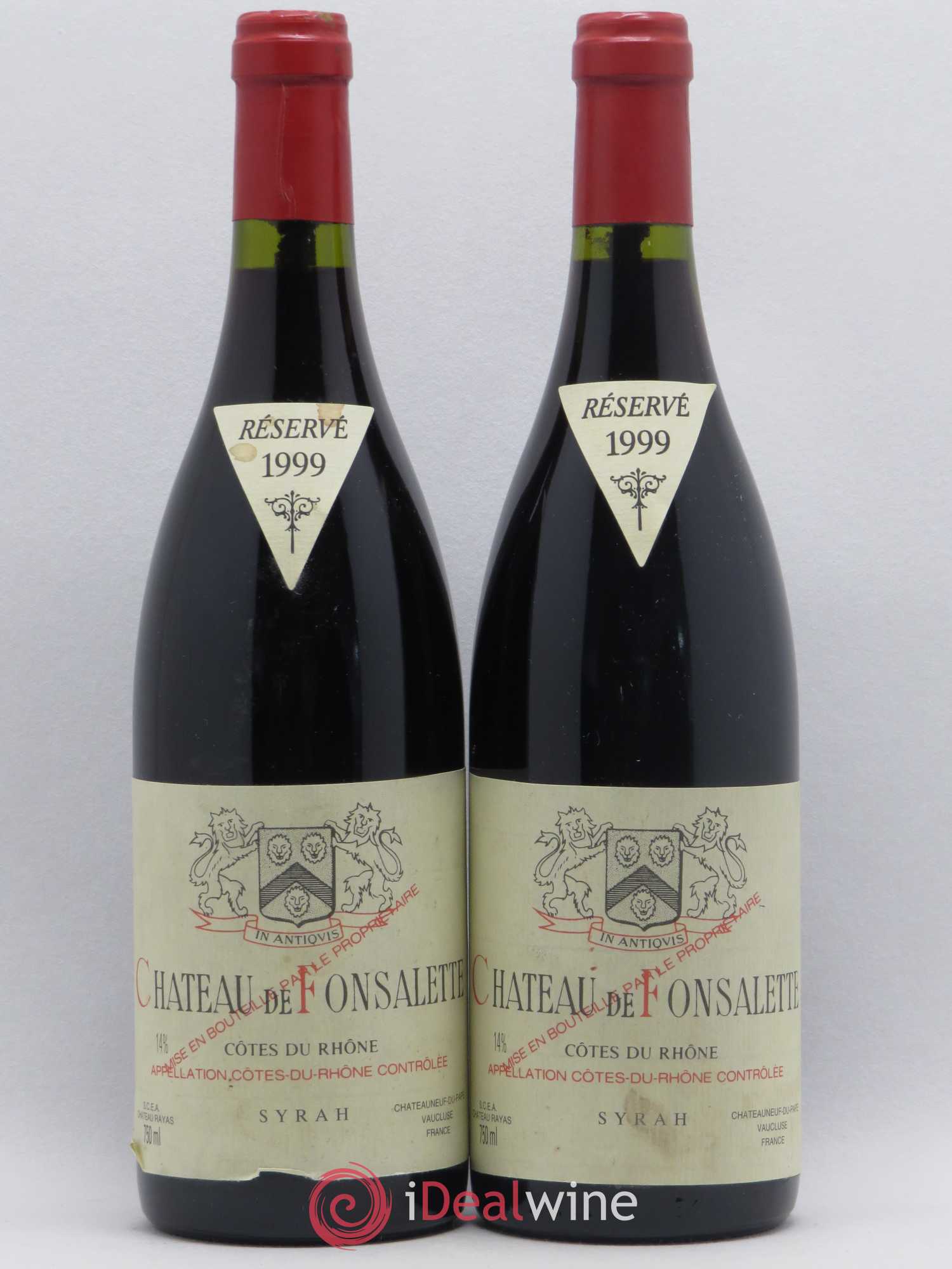 Côtes-du-Rhône Cuvée Syrah Château de Fonsalette 1999 - Lot de 2 bouteilles - 0