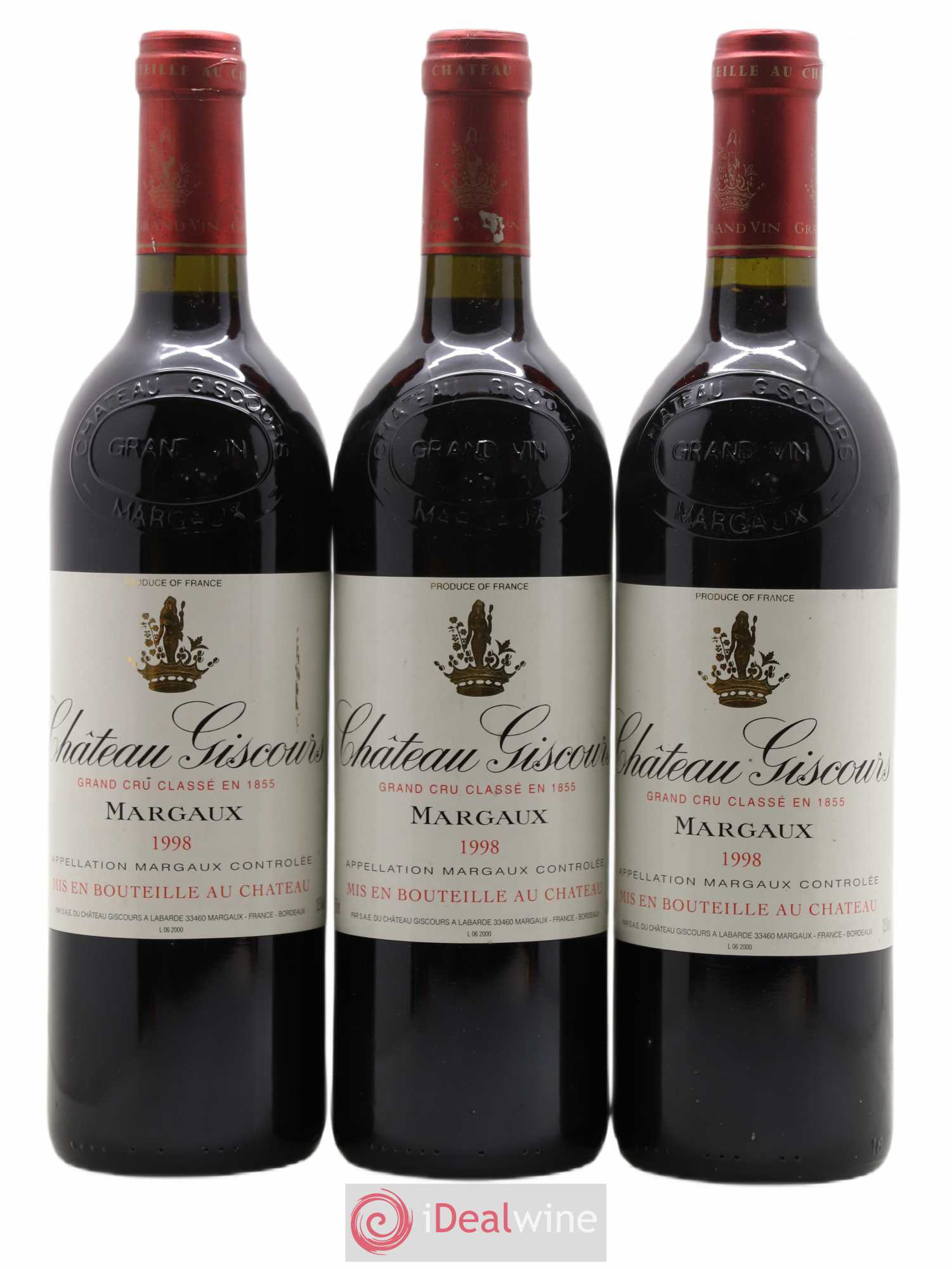 Château Giscours 3ème Grand Cru Classé 1998 - Lot de 3 bouteilles - 0