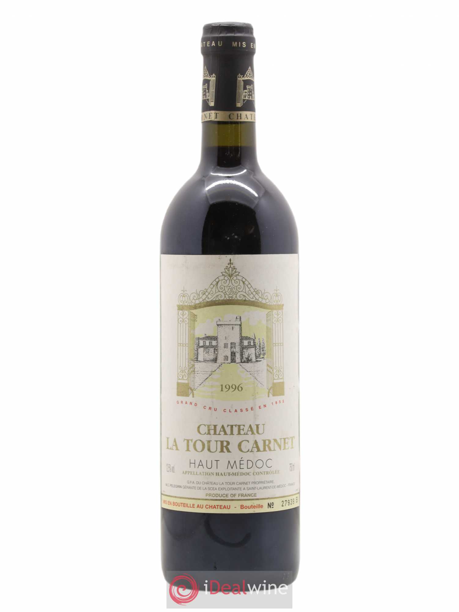 Château la Tour Carnet 4ème Grand Cru Classé 1996 - Lot de 1 bouteille - 0
