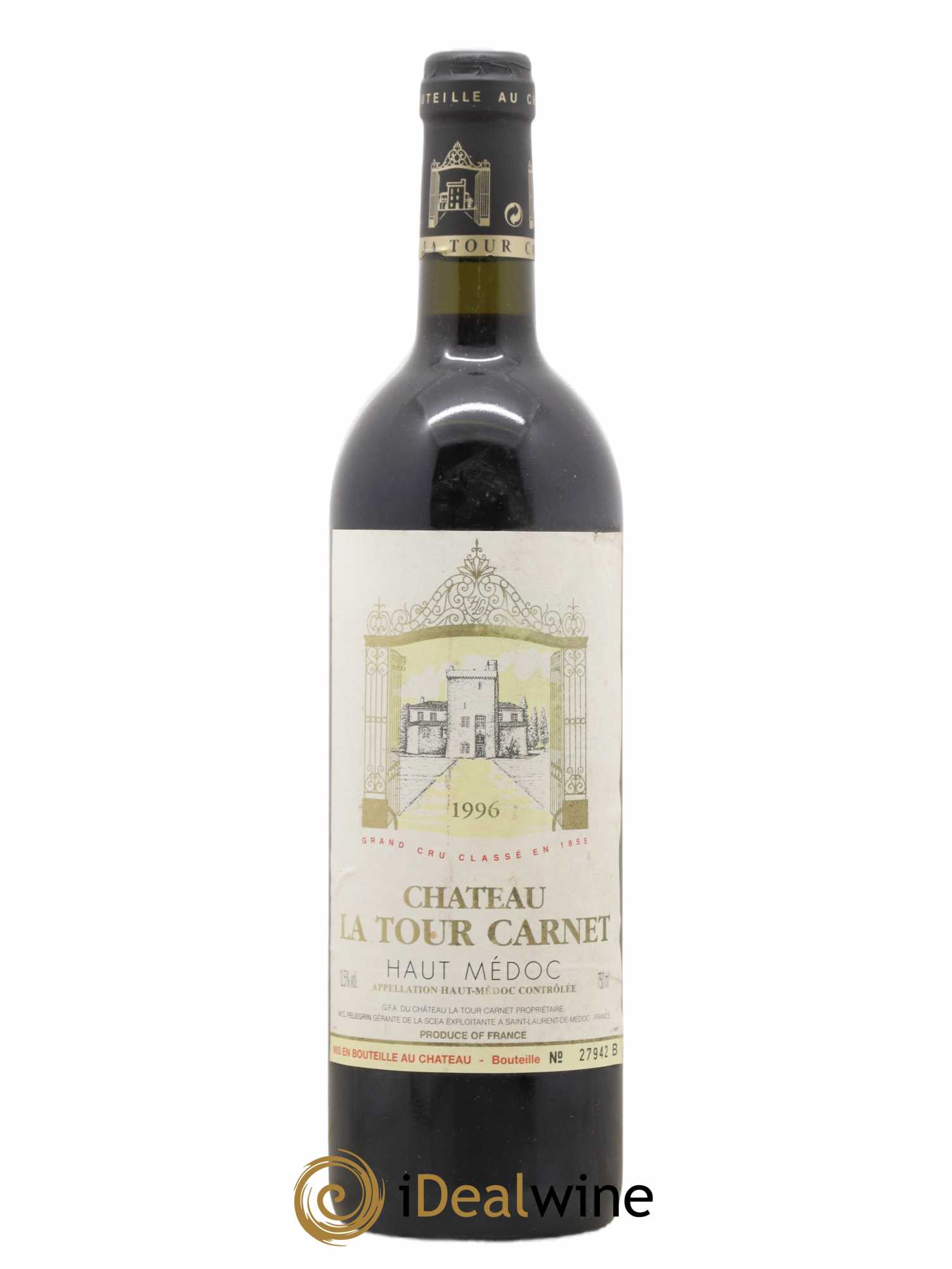 Château la Tour Carnet 4ème Grand Cru Classé 1996 - Lot de 1 bouteille - 0