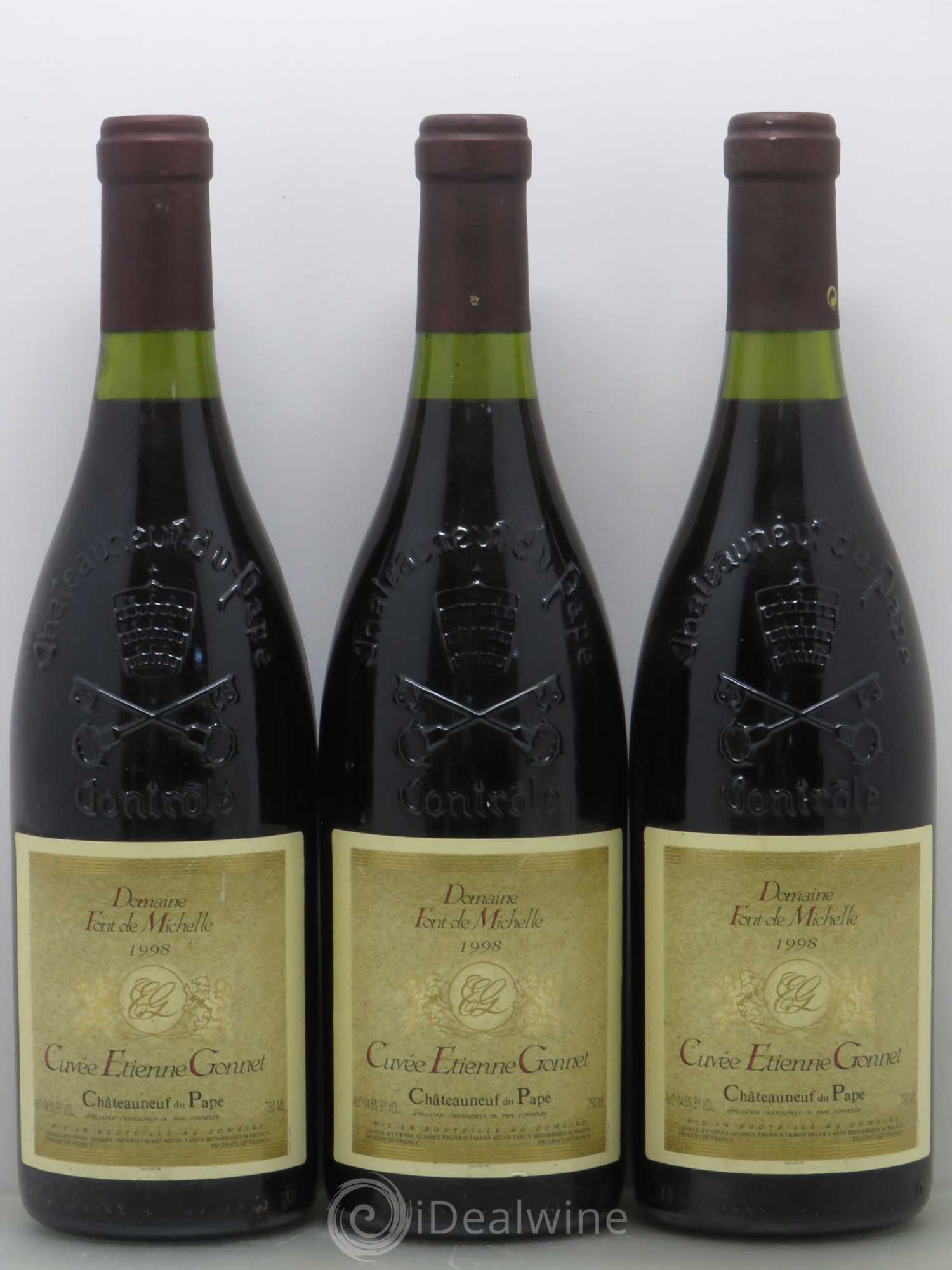 Châteauneuf-du-Pape Domaine Font de Michelle Cuvée Etienne Gonnet Famille Gonnet 1998 - Lot de 3 bouteilles - 0