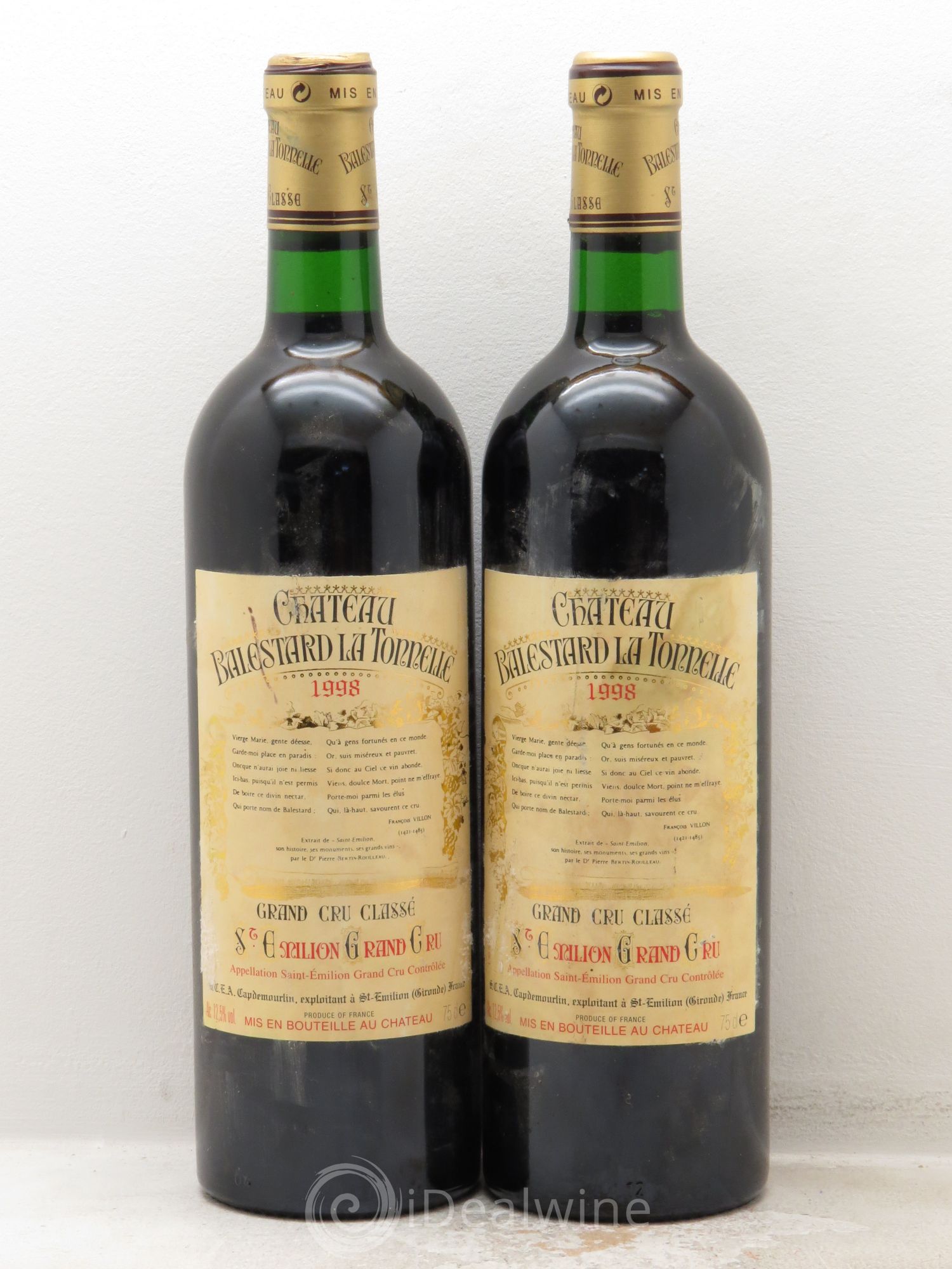 Château Balestard la Tonnelle Grand Cru Classé 1998 - Lot de 2 bouteilles - 0
