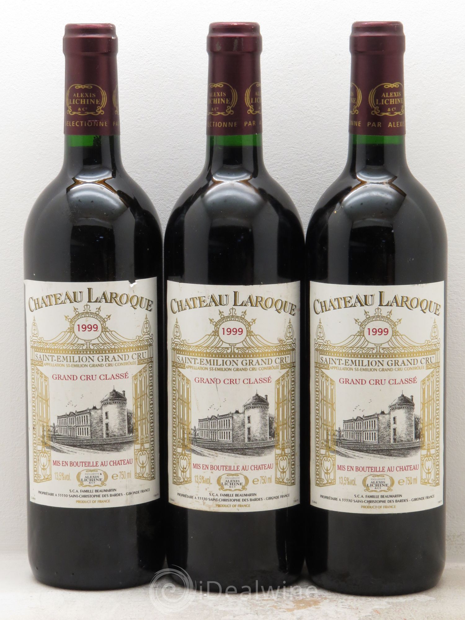Château Laroque Grand Cru Classé (sans prix de réserve) 1999 - Lot de 3 bouteilles - 0