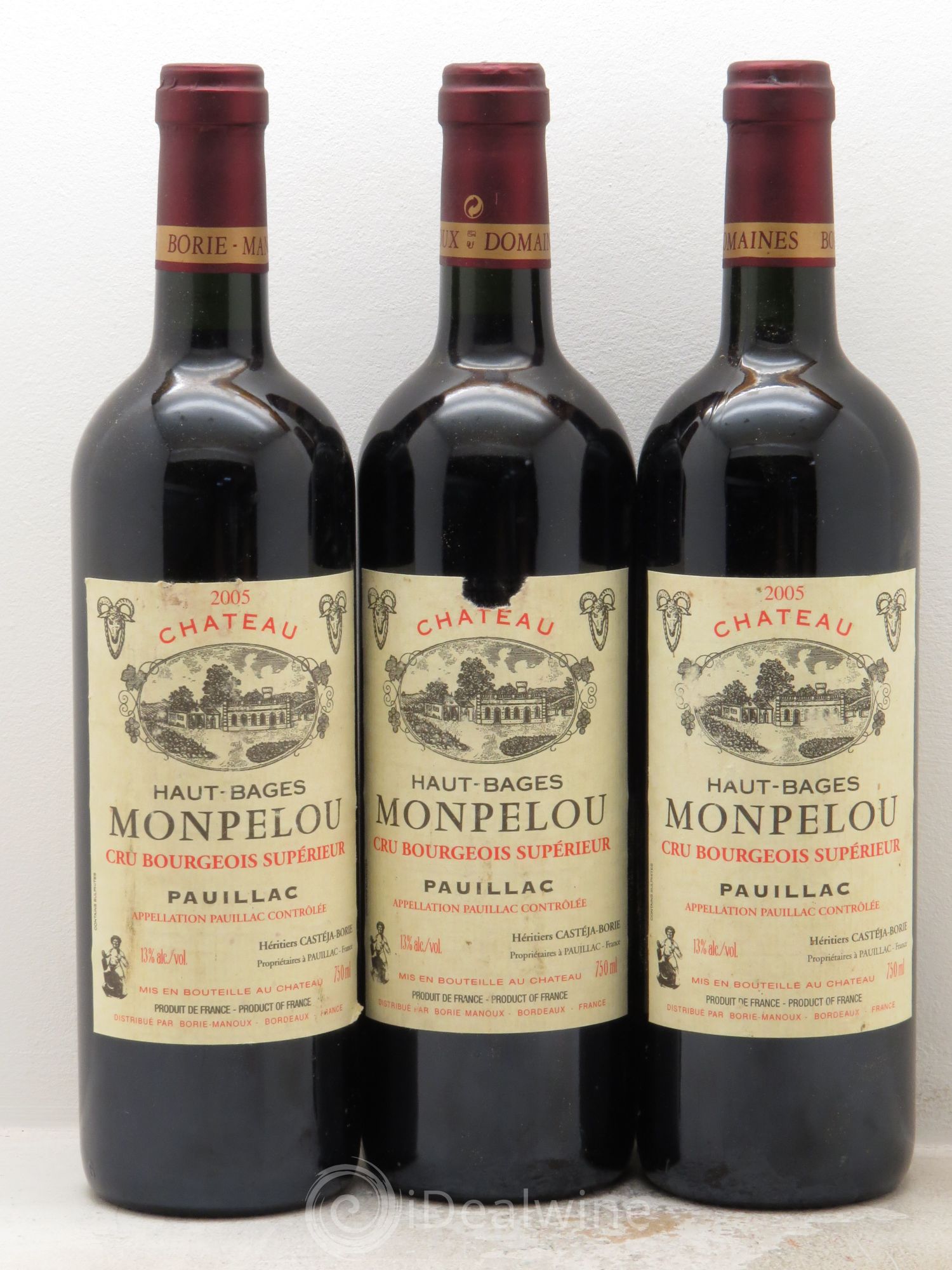 Château Haut Bages Monpelou Cru Bourgeois 2005 - Lot de 3 bouteilles - 0