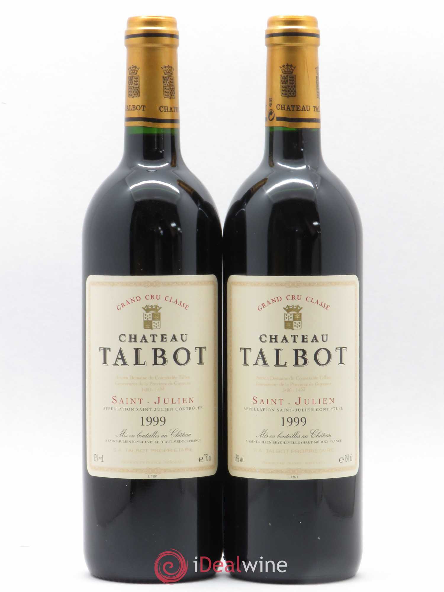 Château Talbot 4ème Grand Cru Classé 1999 - Lot de 2 bouteilles - 0