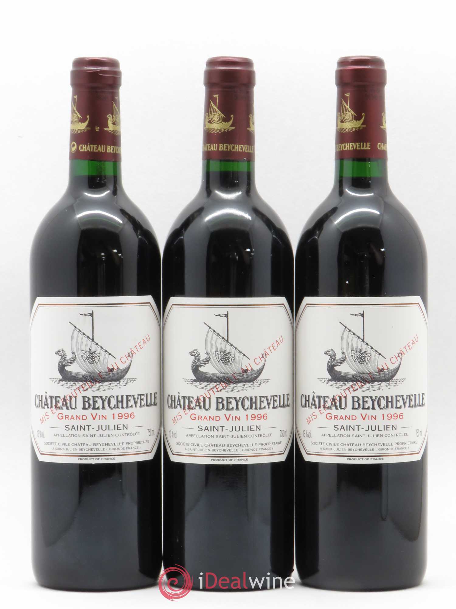 Château Beychevelle 4ème Grand Cru Classé 1996 - Lot de 3 bouteilles - 0