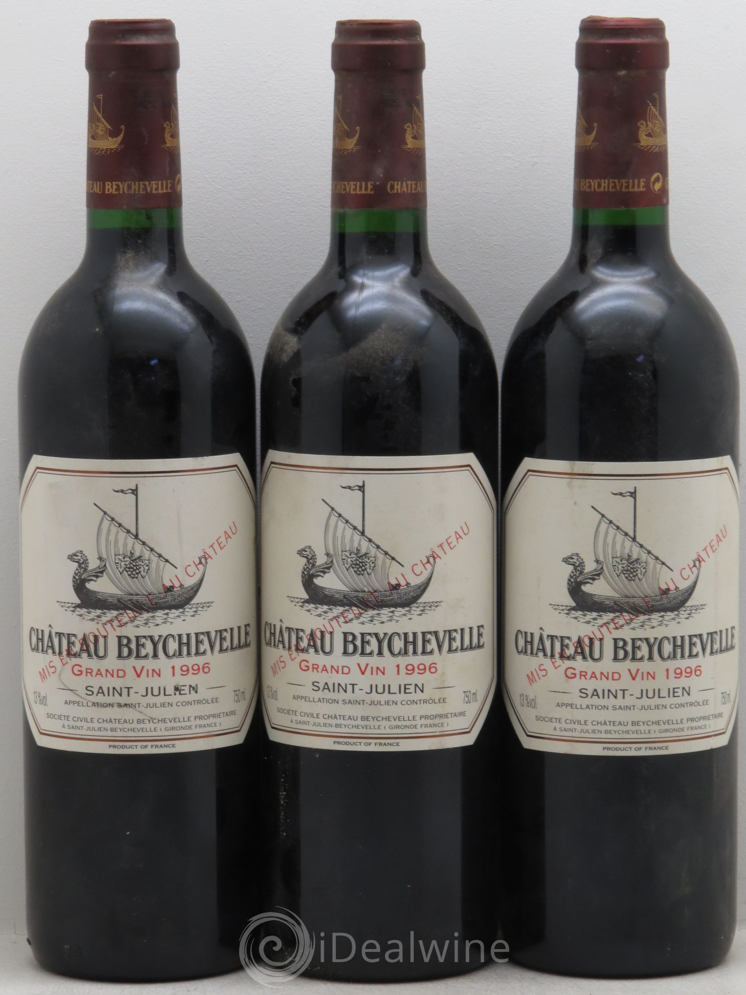 Château Beychevelle 4ème Grand Cru Classé 1996 - Lot de 3 bouteilles - 0