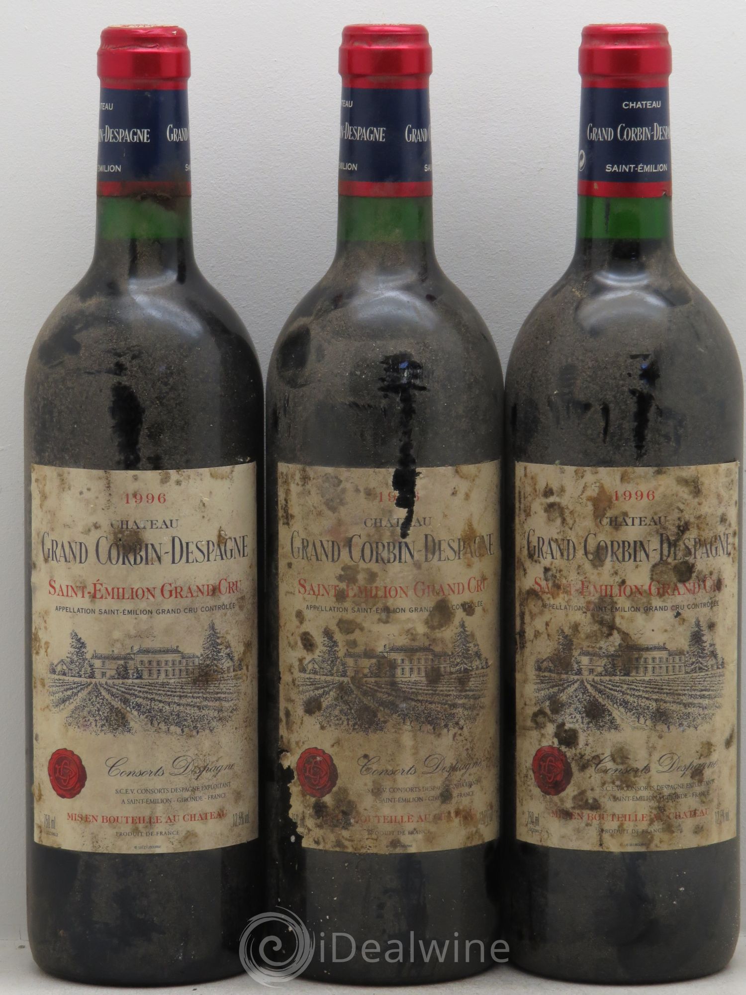 Château Grand Corbin Despagne Grand Cru Classé 1996 - Lot de 3 bouteilles - 0