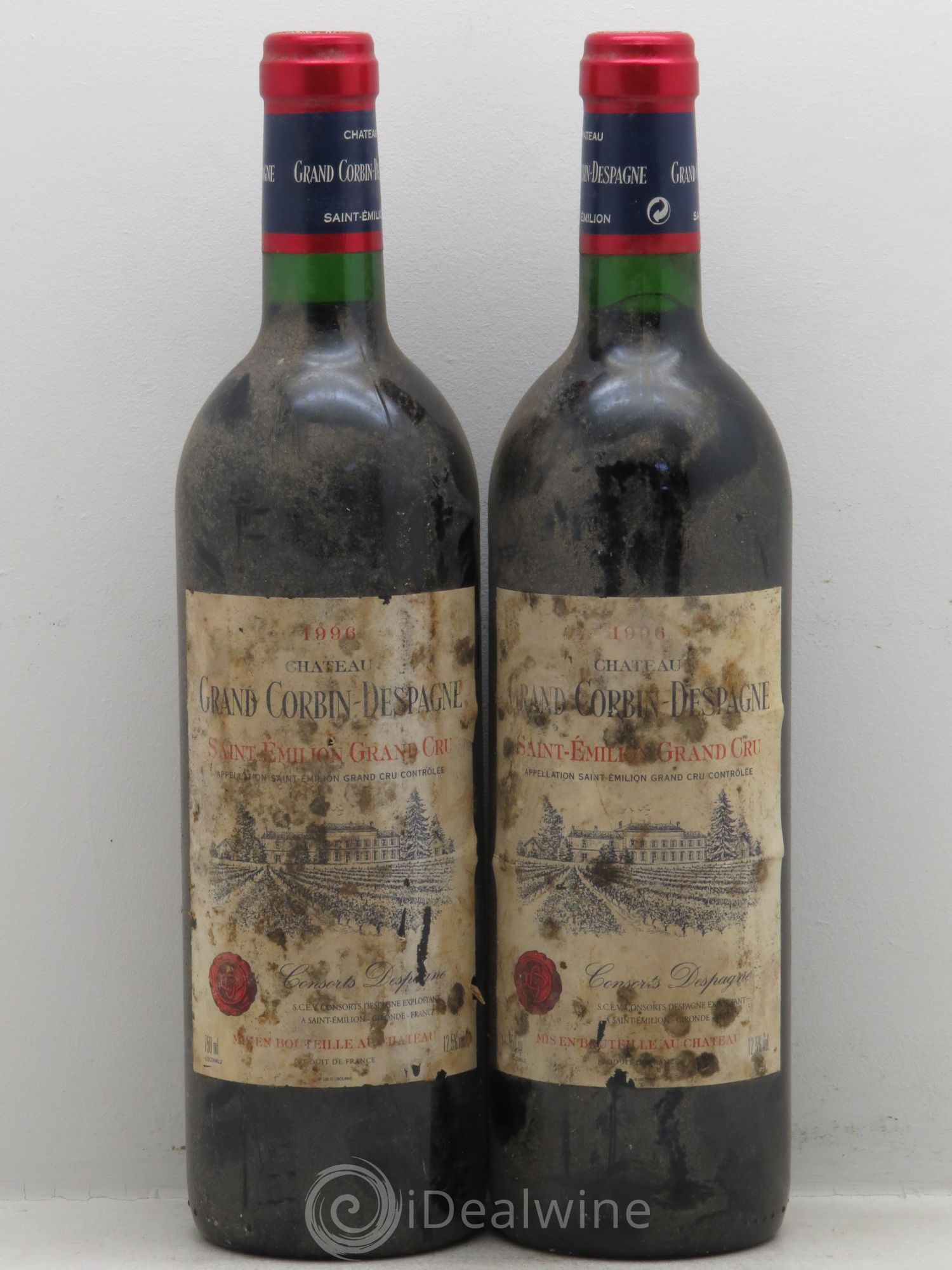 Château Grand Corbin Despagne Grand Cru Classé 1996 - Lot de 2 bouteilles - 0