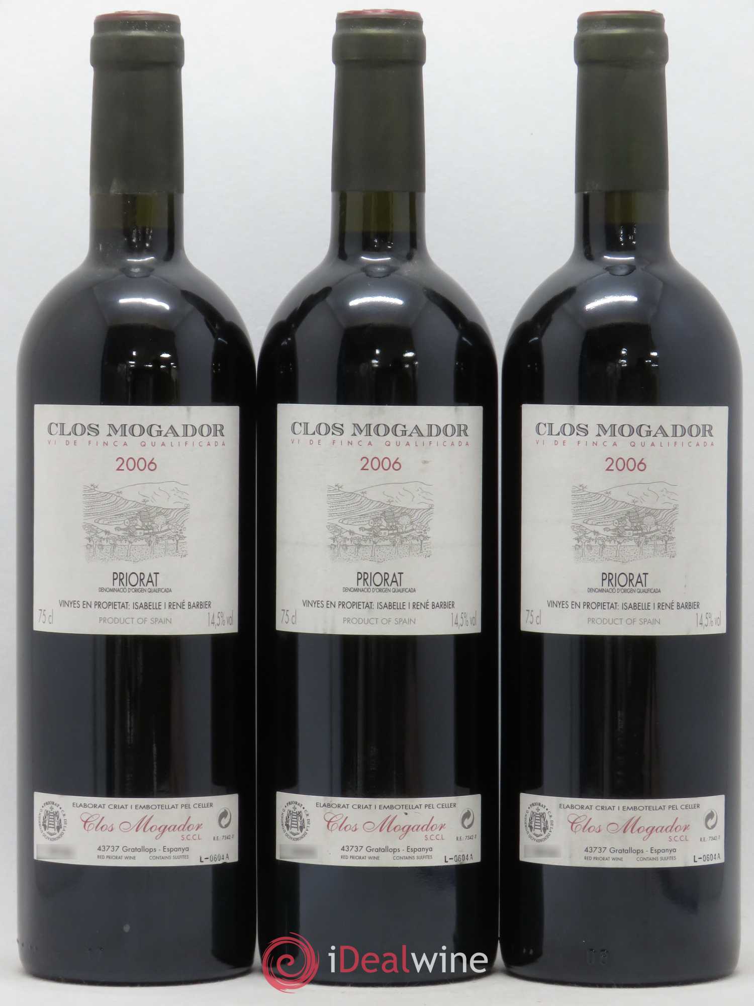 Priorat Clos Mogador DOCA René Barbier 2006 - Lot de 3 bouteilles - 0