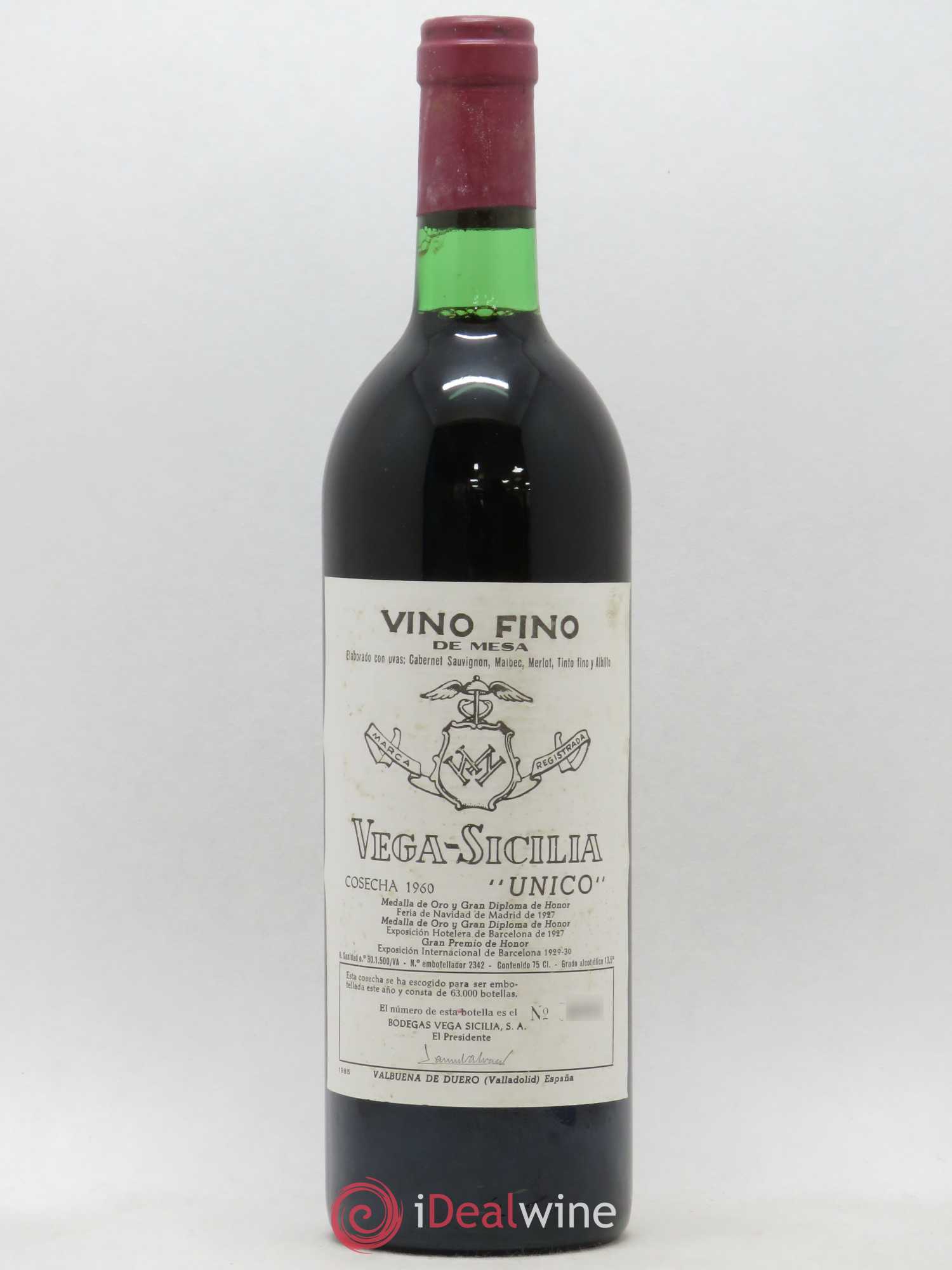 Ribera Del Duero DO Vega Sicilia Unico Famille Alvarez 1960 - Lot de 1 bouteille - 0