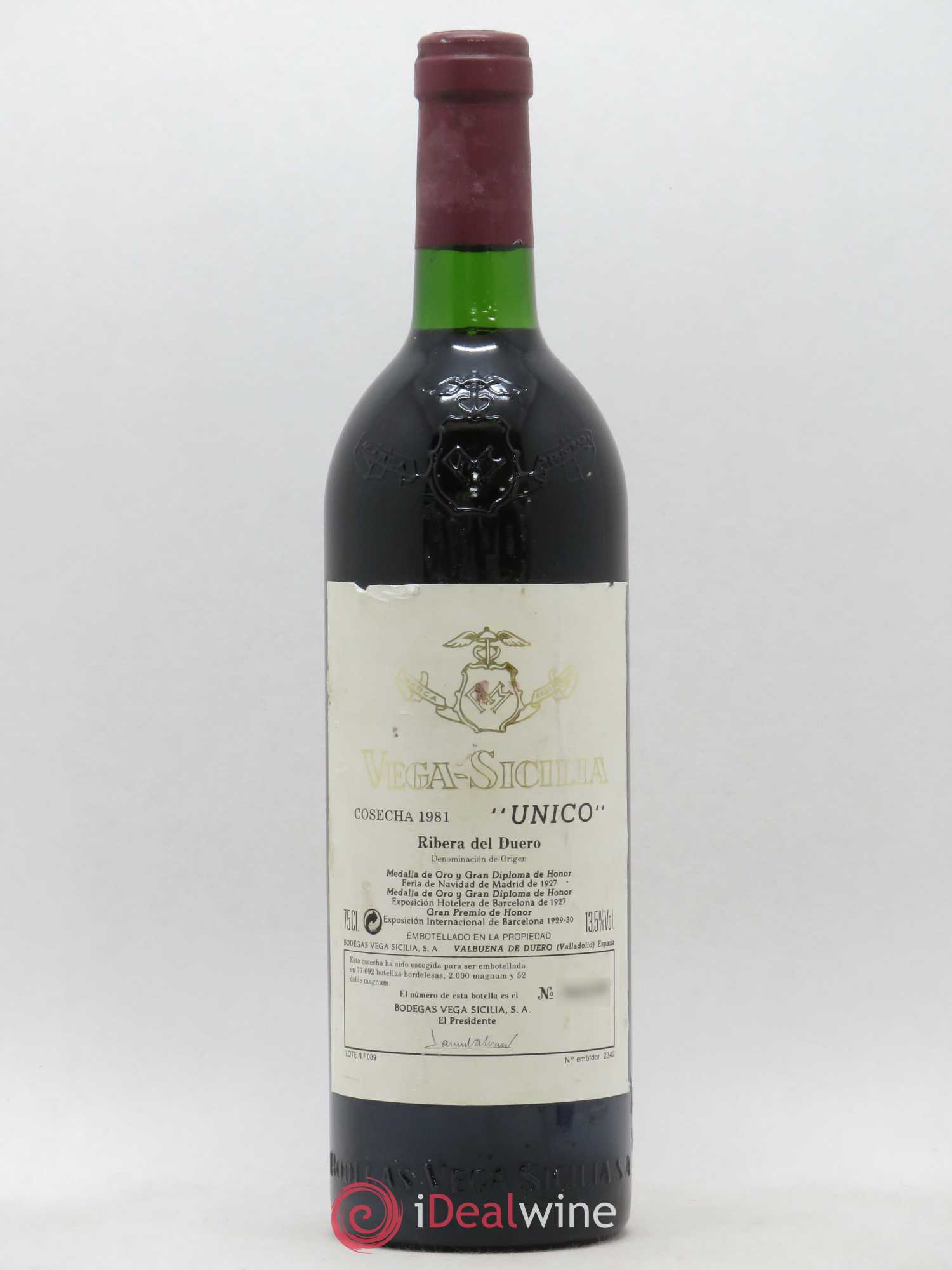 Ribera Del Duero DO Vega Sicilia Unico Famille Alvarez 1981 - Lot de 1 bouteille - 0