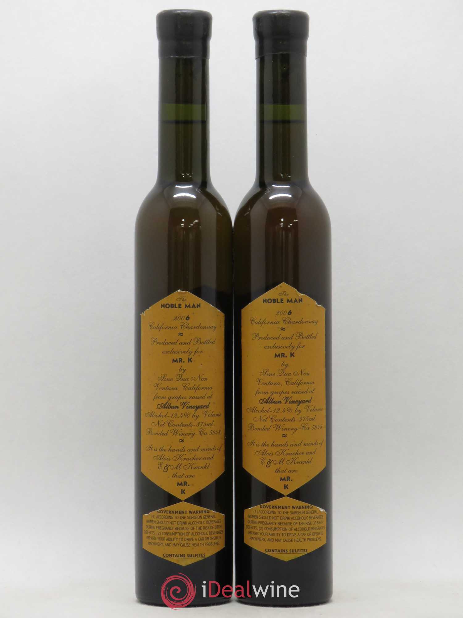 USA California Chardonnay The Noble Man Kracher et Krankl Sine Qua Non 2006 - Posten von 2 Demi-Flaschen - 1