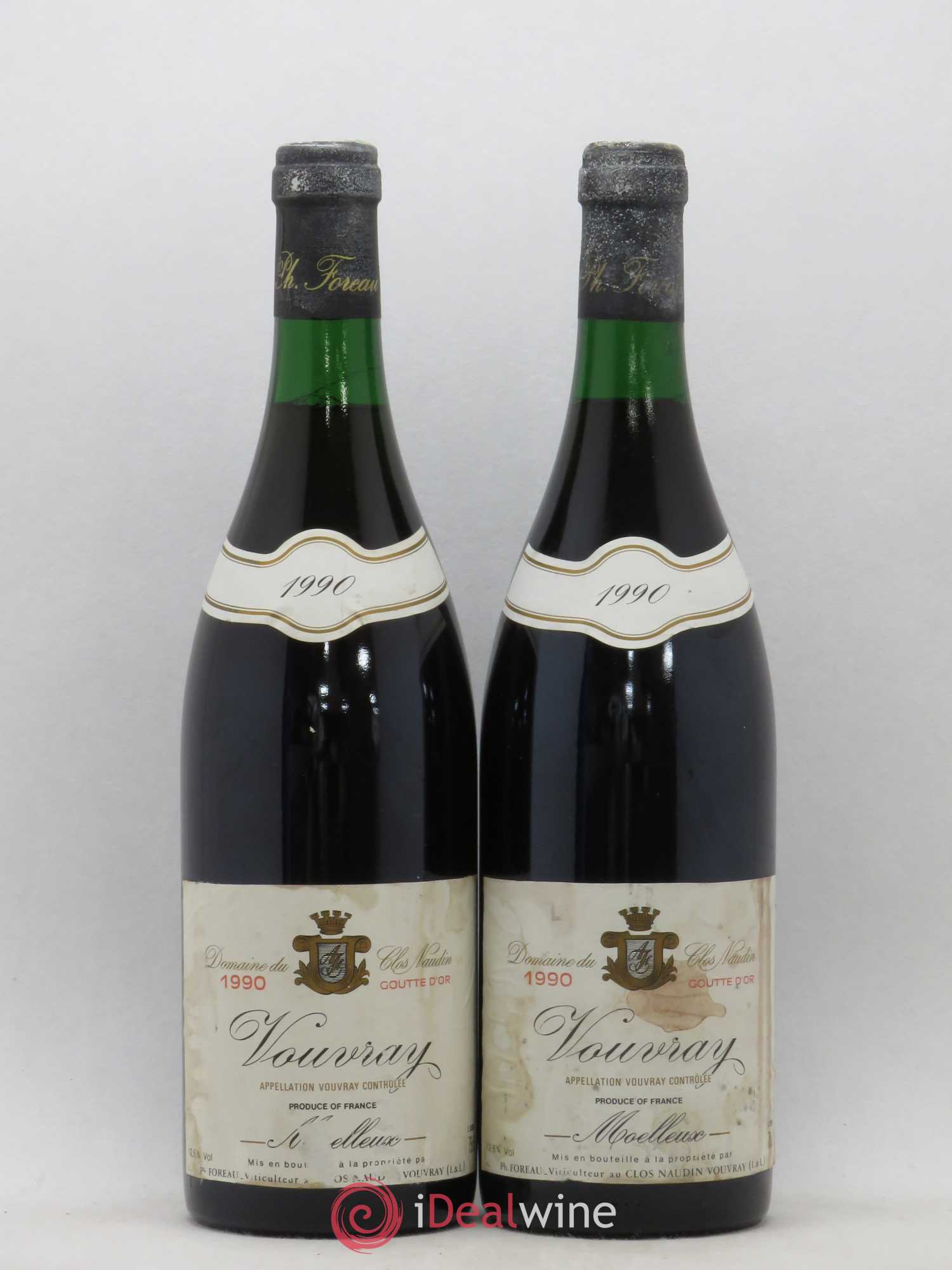 Vouvray Goutte d'Or Clos Naudin - Philippe Foreau (senza prezzo di riserva) 1990 - Lotto di 2 bottiglie - 0