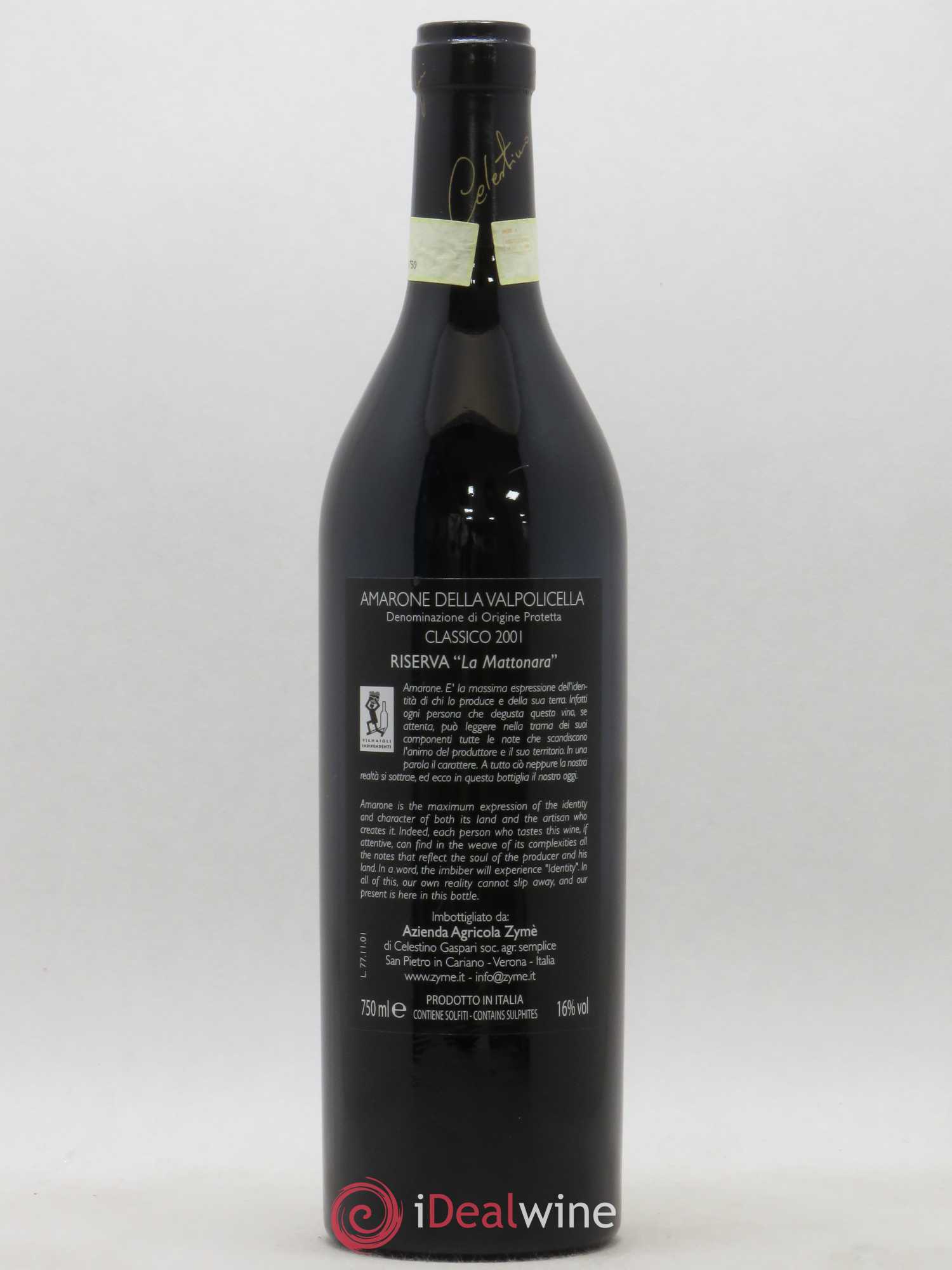 Amarone della Valpolicella DOC Classico Riserva La Mattonara Zyme 2001 - Lotto di 1 bottiglia - 1