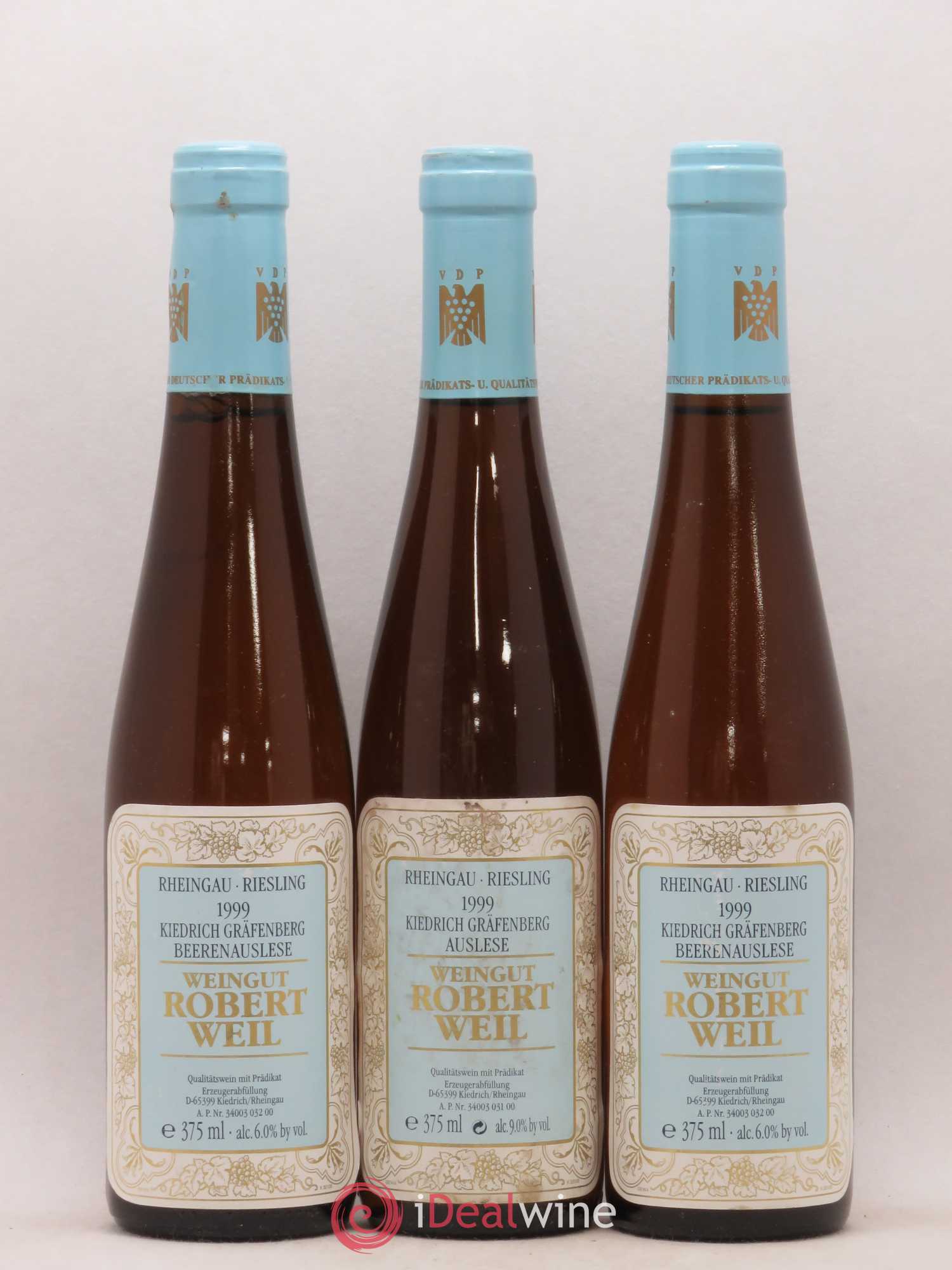 Riesling Kiedrich Grafenberg BeerenAuslese Robert Weil 1999 - Posten von 3 Demi-Flaschen - 0