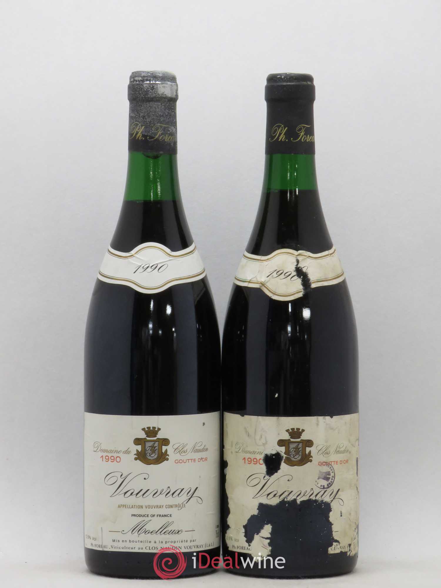 Vouvray Goutte d'Or Clos Naudin - Philippe Foreau (senza prezzo di riserva) 1990 - Lotto di 2 bottiglie - 0