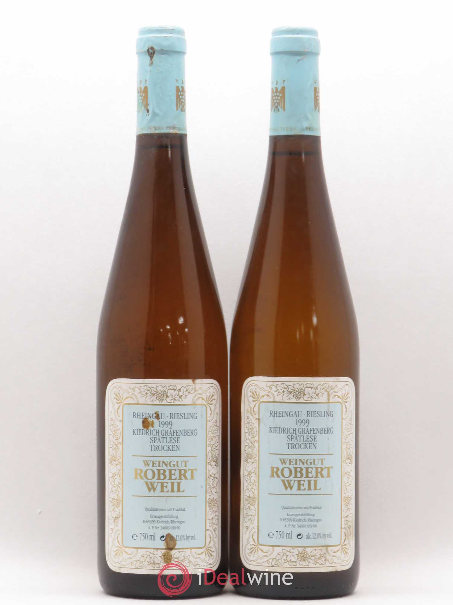Riesling Kiedrich Grafenberg Spatlese Trocken Weil 1999 - Posten von 2 Flaschen - 0