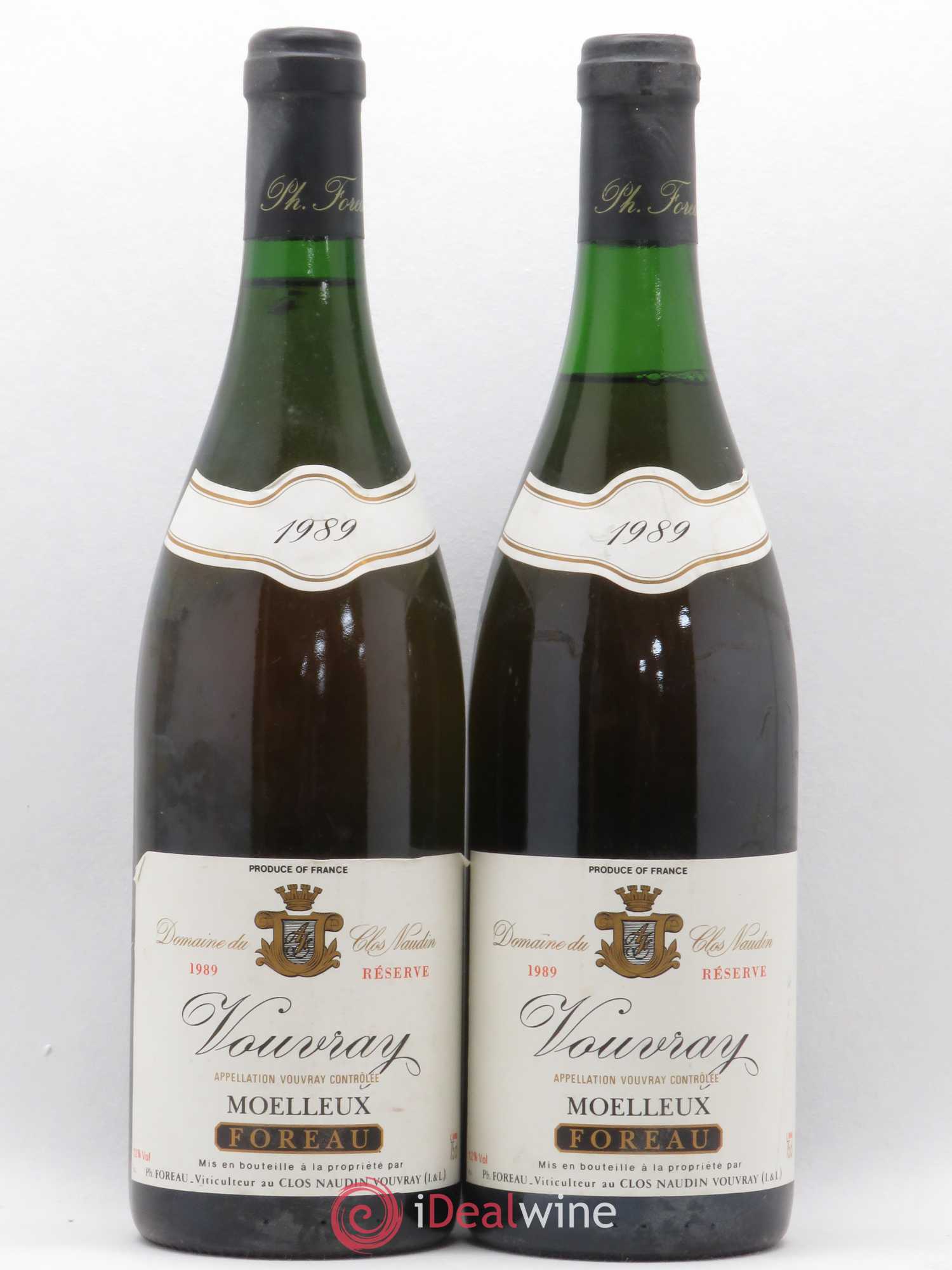 Vouvray Moelleux Réserve Clos Naudin - Philippe Foreau 1989 - Lotto di 2 bottiglie - 0