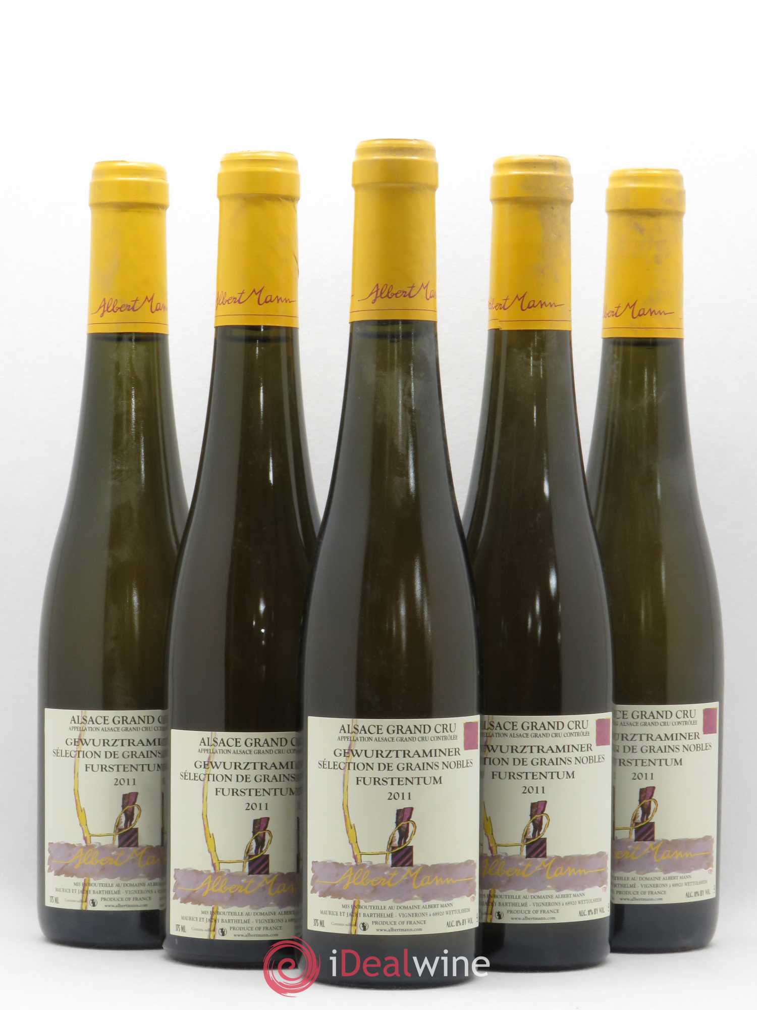 Alsace Gewurztraminer Sélection de Grains Nobles Grand Cru Furstentum Albert Mann (senza prezzo di riserva) 2011 - Lotto di 5 mezze bottiglie - 0