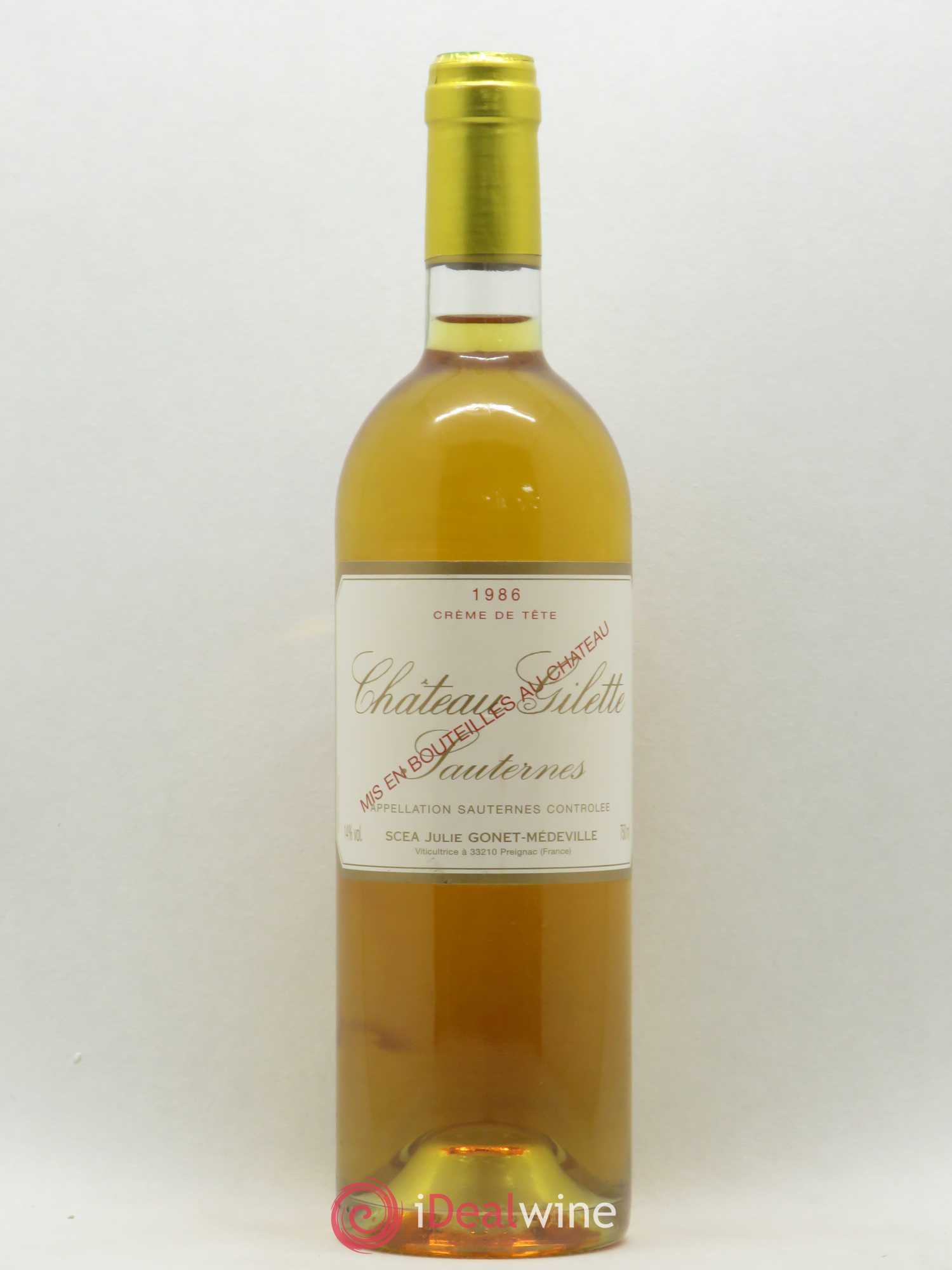 Château Gilette - Crème de Tête (senza prezzo di riserva) 1986 - Lotto di 1 bottiglia - 0