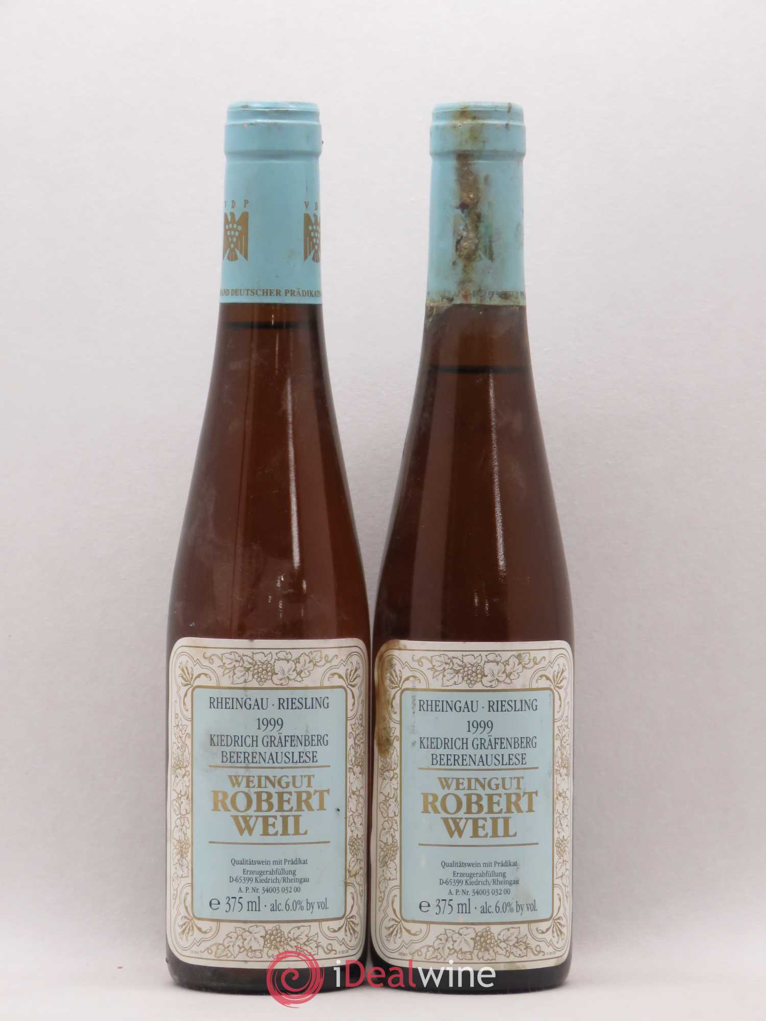 Allemagne Rheingau Kiedrich Grafenberg Riesling Beerenauslese Weil 1999 - Posten von 2 Demi-Flaschen - 0