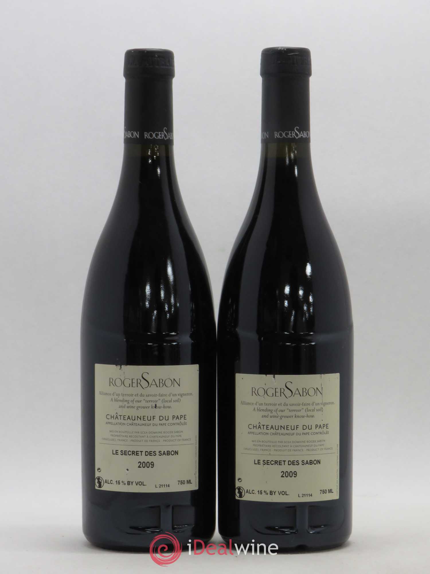Châteauneuf-du-Pape Le Secret des Sabon Domaine Roger Sabon (sans prix de réserve) 2009 - Lot de 2 bouteilles - 1