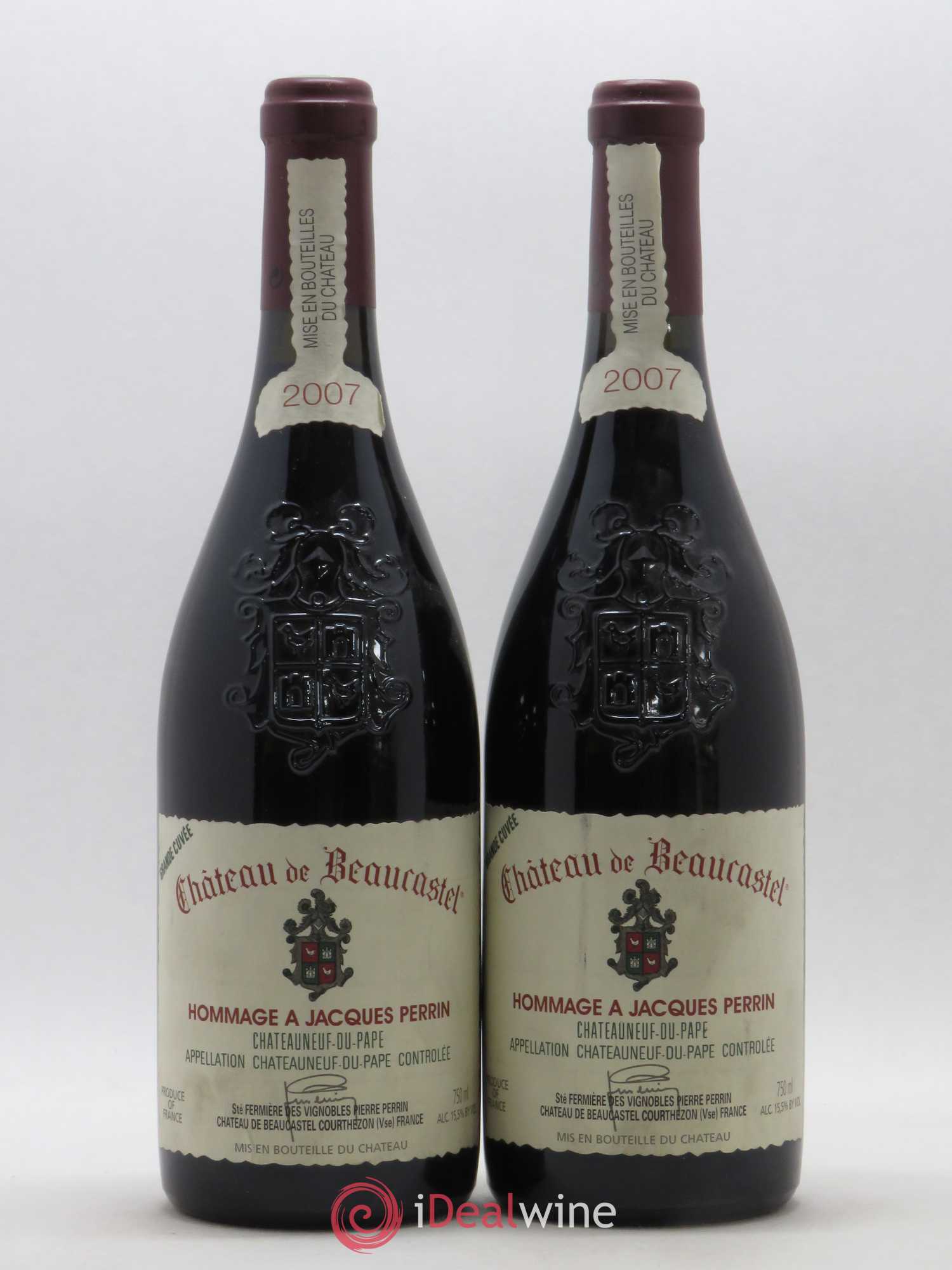 Châteauneuf-du-Pape Château de Beaucastel Hommage à Jacques Perrin Famille Perrin 2007 - Lot de 2 bouteilles - 0