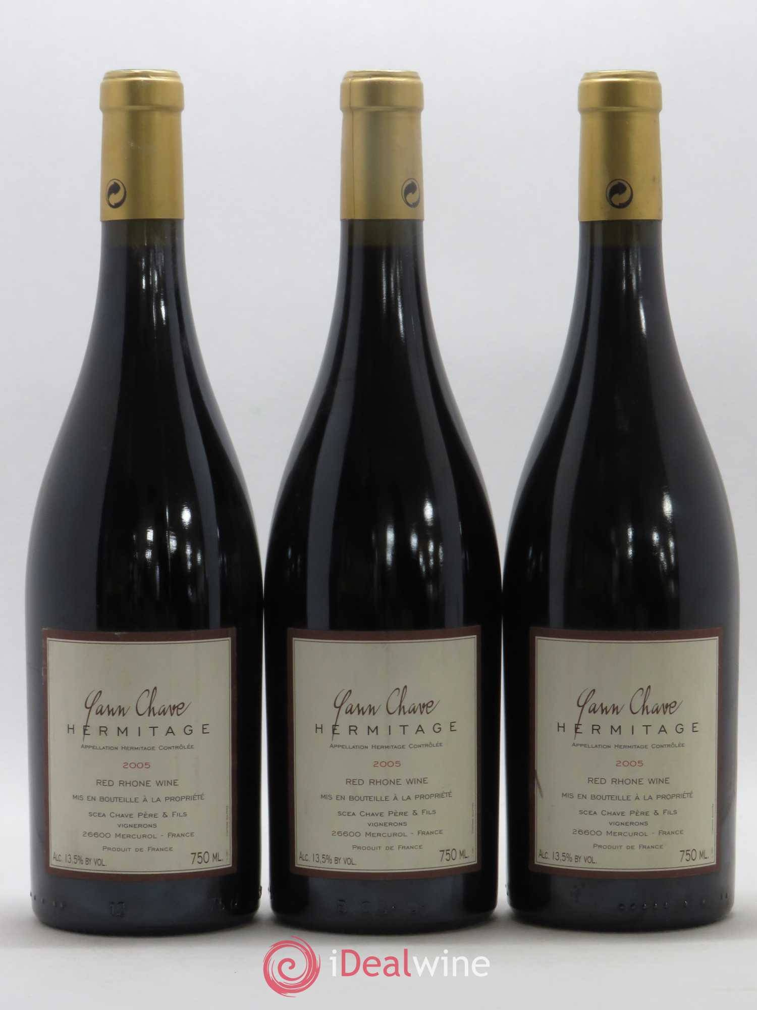 Hermitage Yann Chave 2005 - Lot de 3 bouteilles - 0