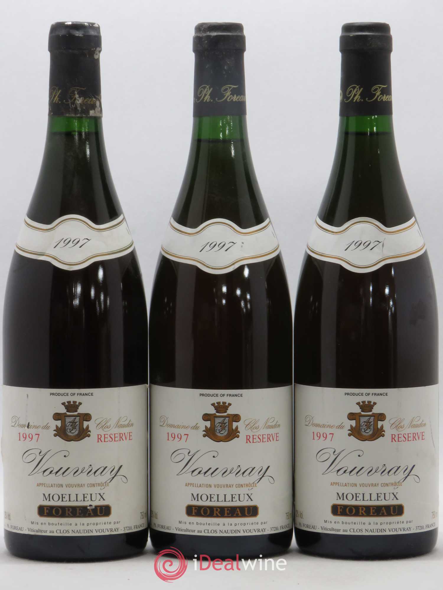 Vouvray Moelleux Réserve Clos Naudin - Philippe Foreau 1997 - Lotto di 3 bottiglie - 0