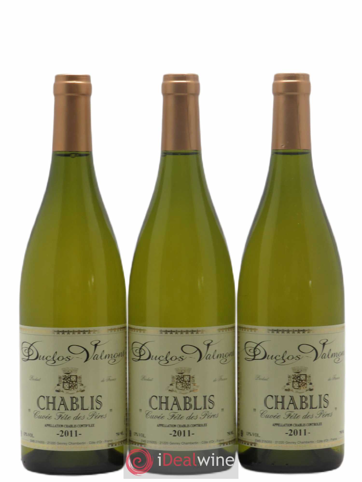 Chablis Cuvee Fete Des Peres Domaine Duclos Valmont (sans prix de réserve) 2011 - Posten von 3 Flaschen - 0