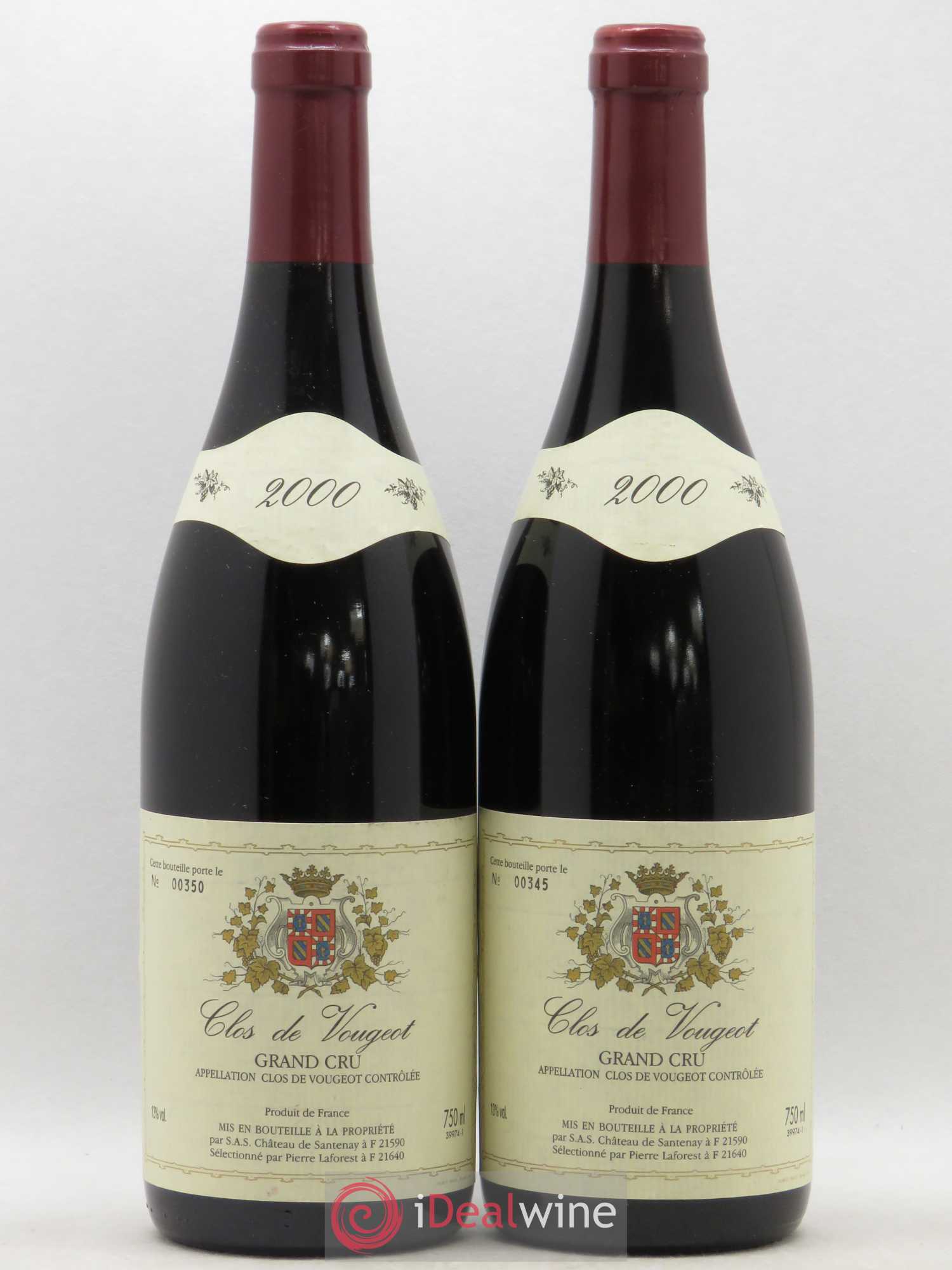 Clos de Vougeot Grand Cru Château de Santenay Pierre Laforest 2000 - Posten von 2 Flaschen - 0