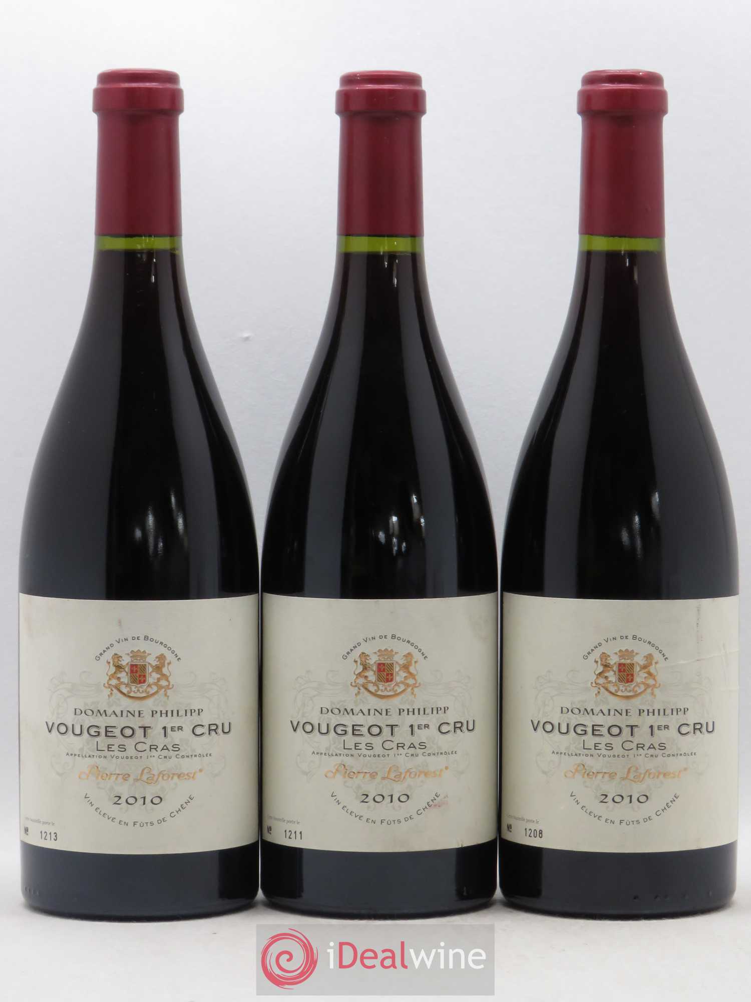 Vougeot 1er Cru Les Cras Pierre Laforest Domaine Philipp 2010 - Posten von 3 Flaschen - 0