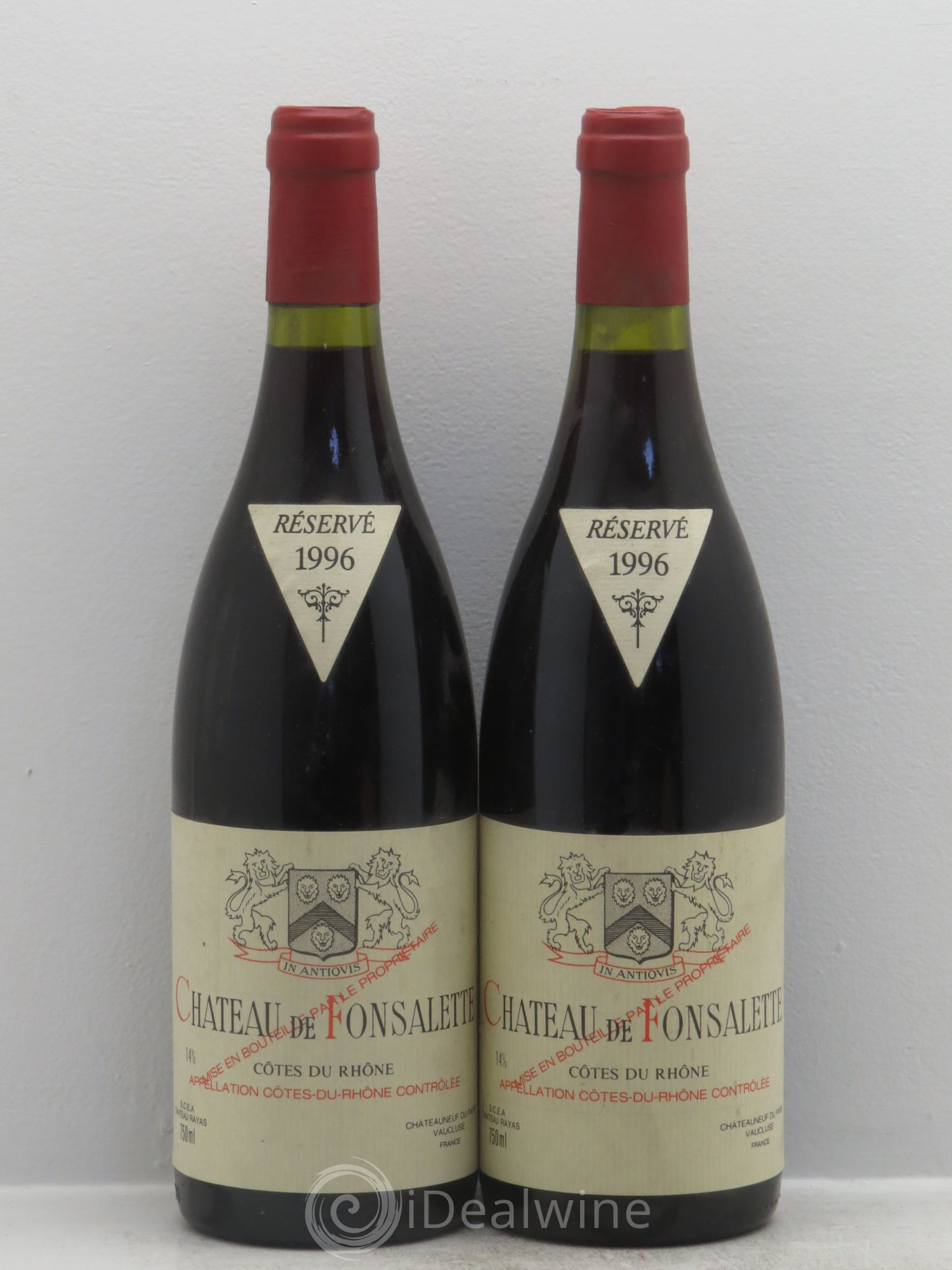 Côtes-du-Rhône Château de Fonsalette Emmanuel Reynaud 1996 - Lot de 2 bouteilles - 0
