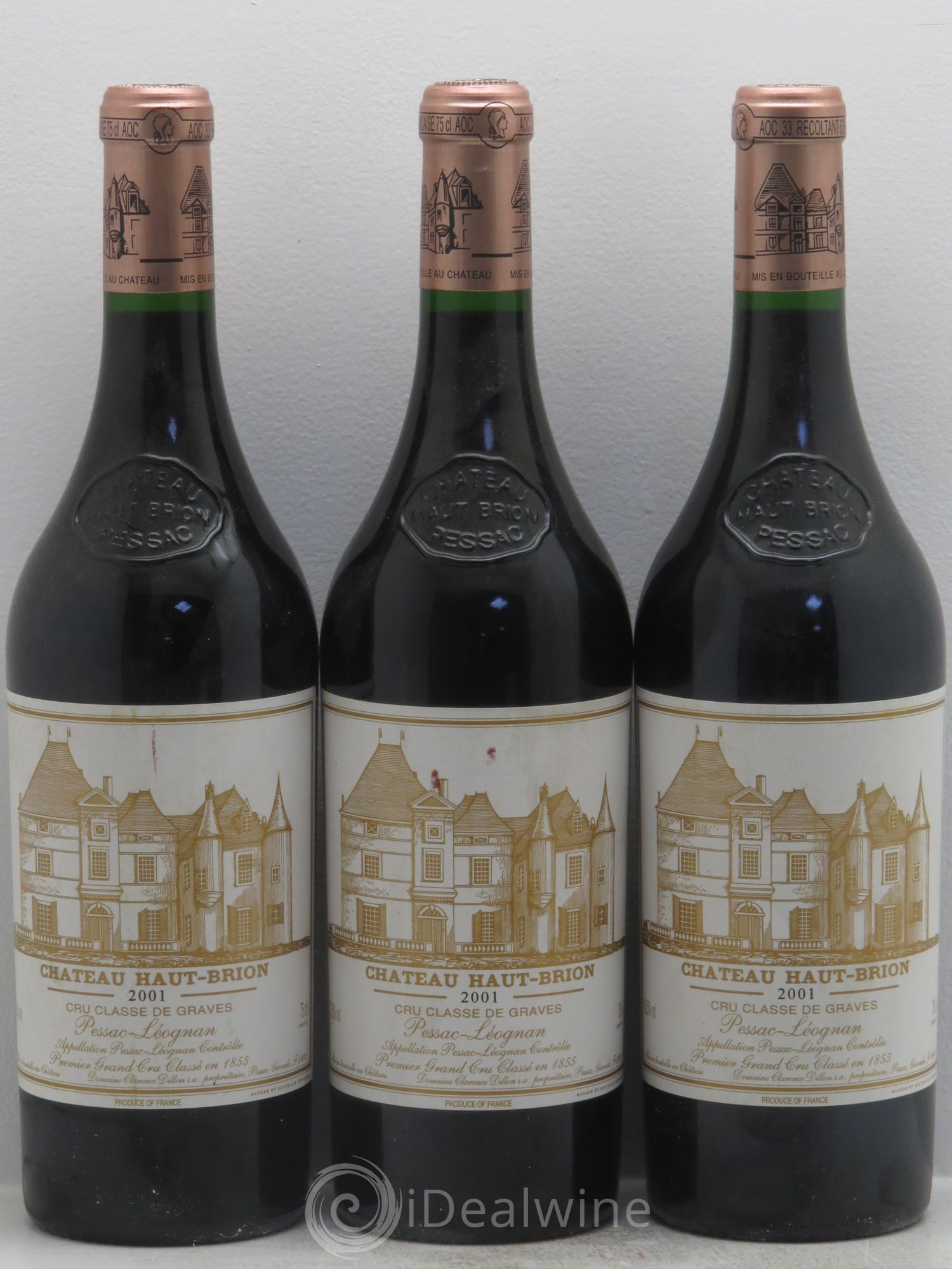 Château Haut Brion 1er Grand Cru Classé 2001 - Lot de 3 bouteilles - 0