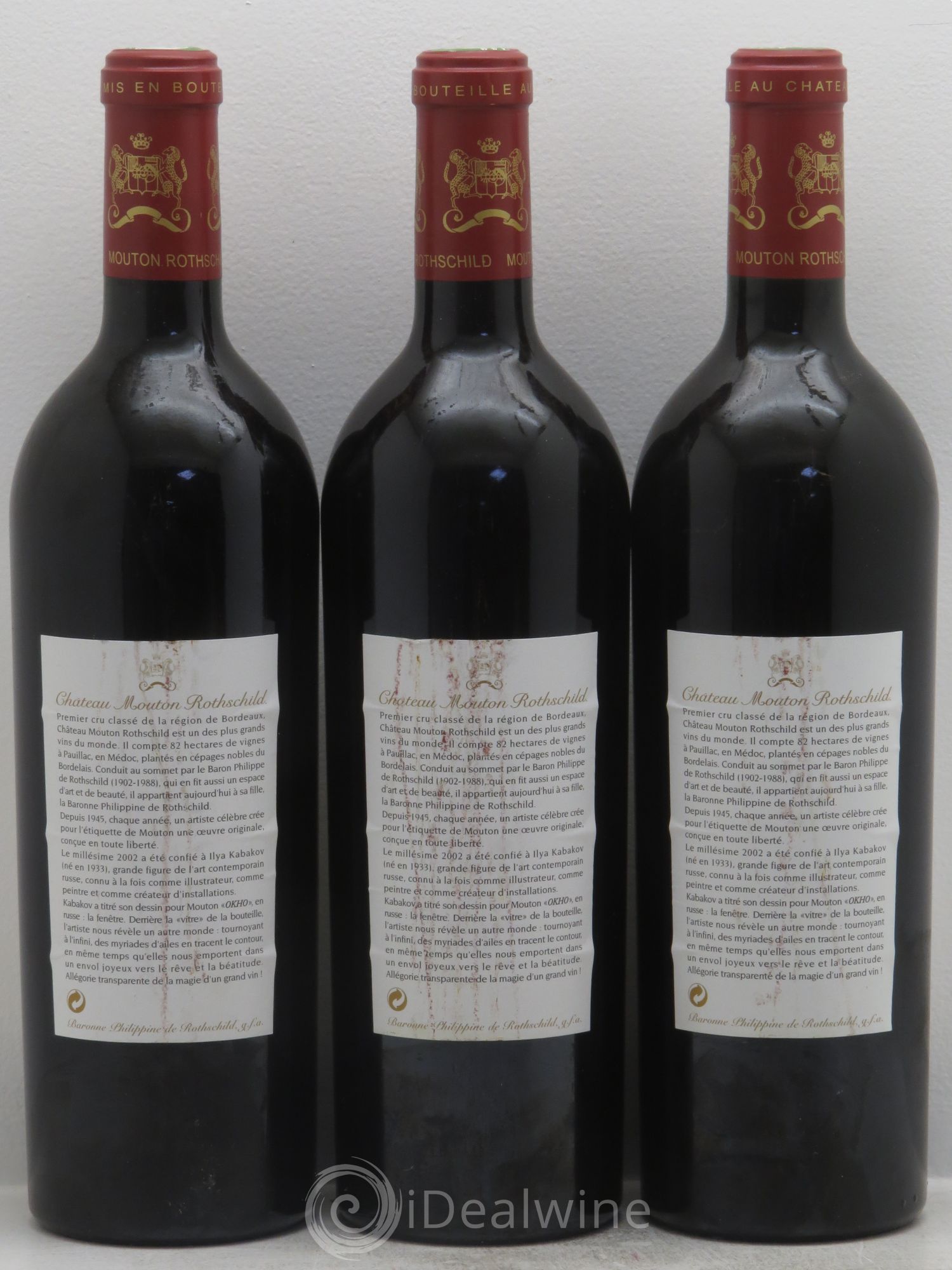 Château Mouton Rothschild 1er Grand Cru Classé 2002 - Lot de 3 bouteilles - 1