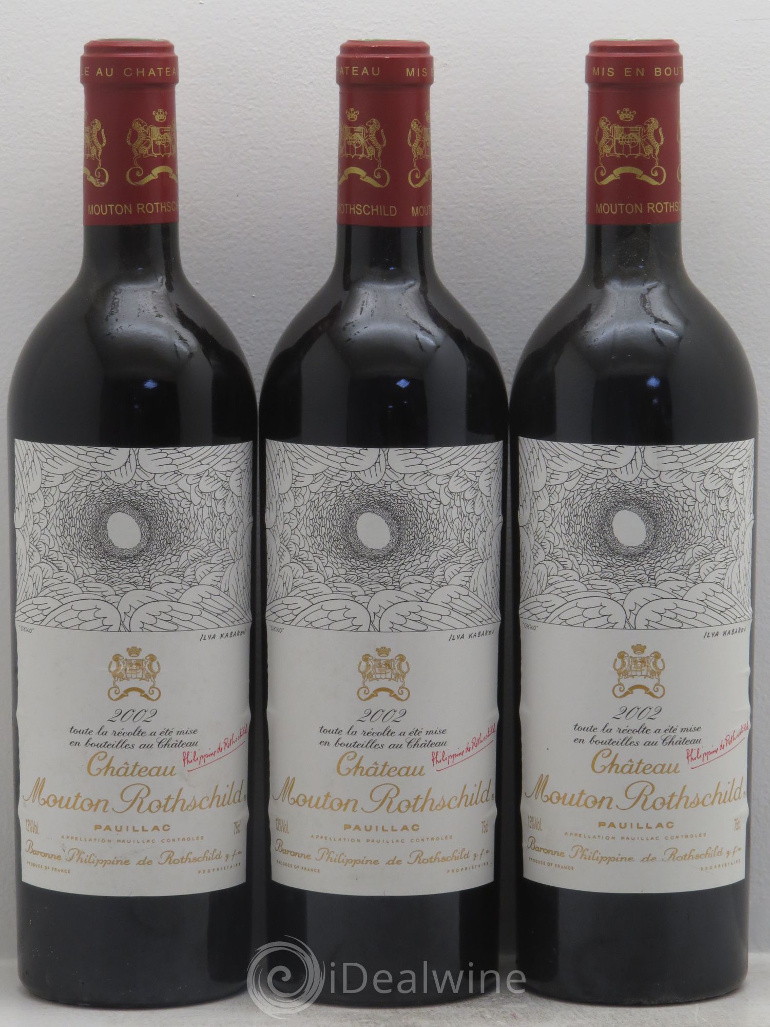 Château Mouton Rothschild 1er Grand Cru Classé 2002 - Lot de 3 bouteilles - 0